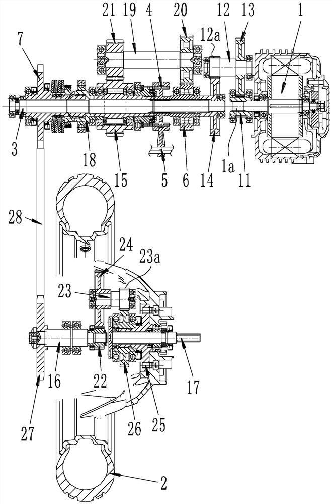 Middle-mounted wheel core drive electric drive automatic speed change system