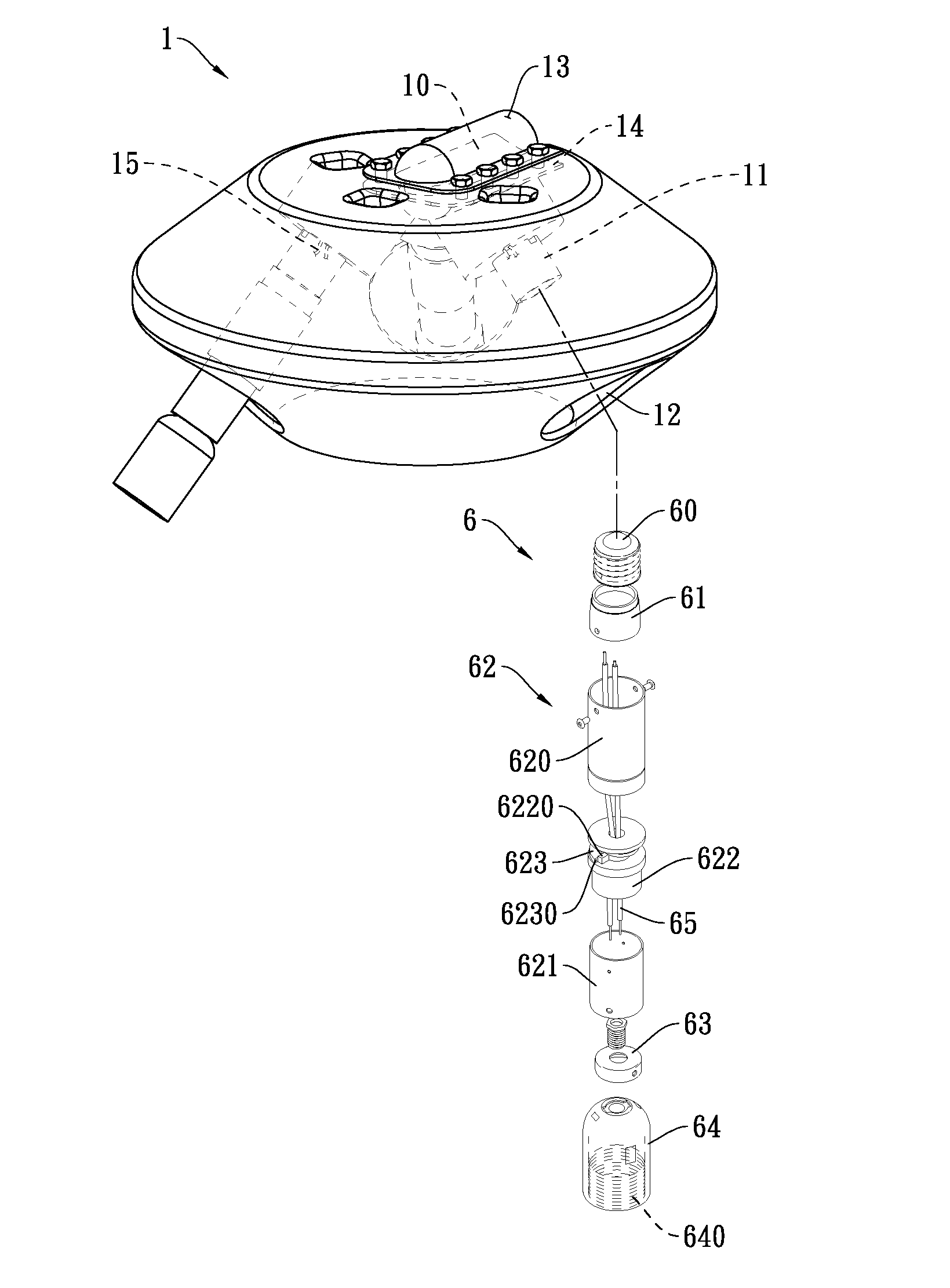 Telescopic device for securing lamp to socket