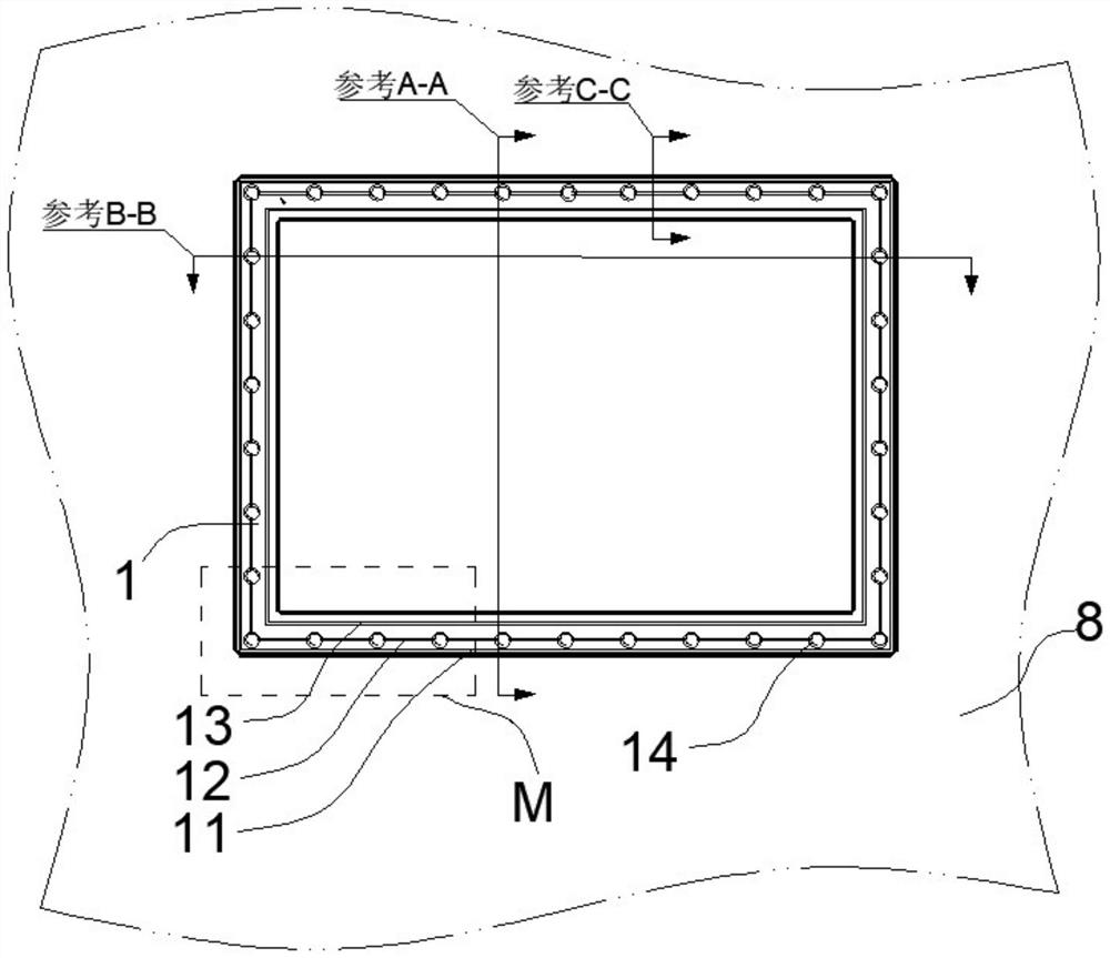 Space curved surface type underwater sealing element and mounting method