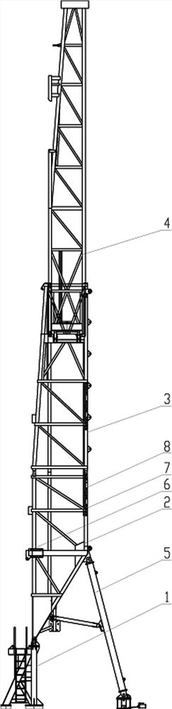 Ocean workover rig derrick structure and mounting method thereof