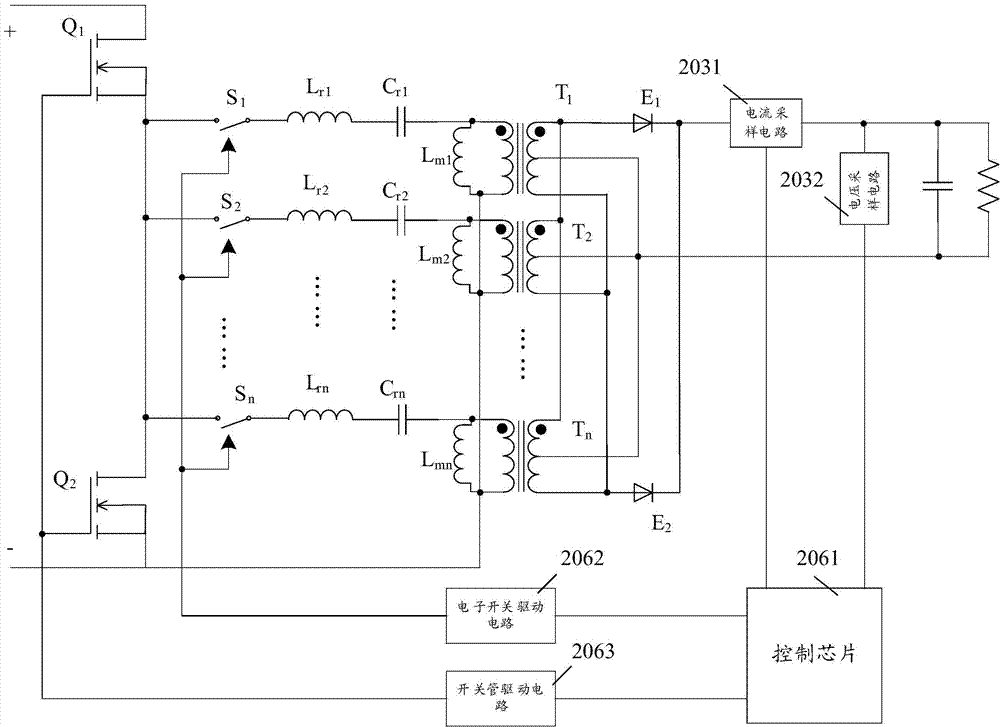 LLC (Logical Link Control) resonant wide-voltage-range output high-efficiency power supply with variable resonant frequency