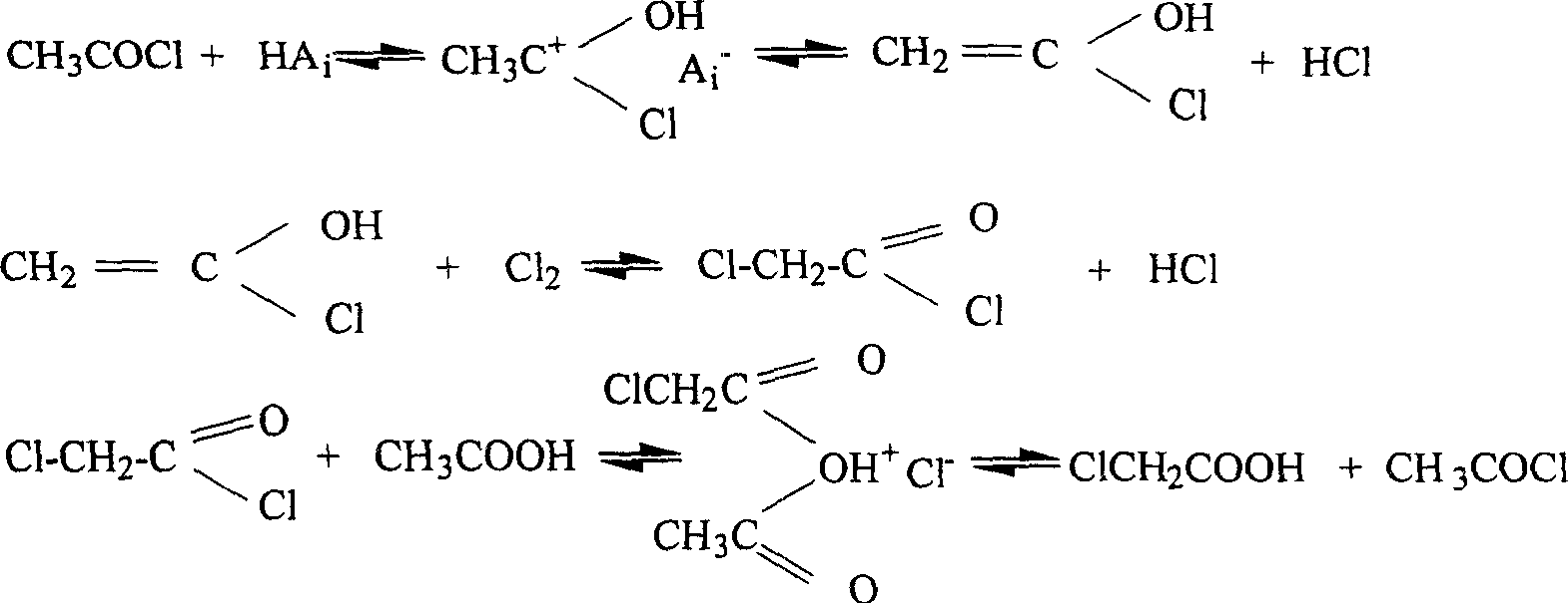 Method for manufacturing monochloroacetic acid based on continuous catalytic chlorination process