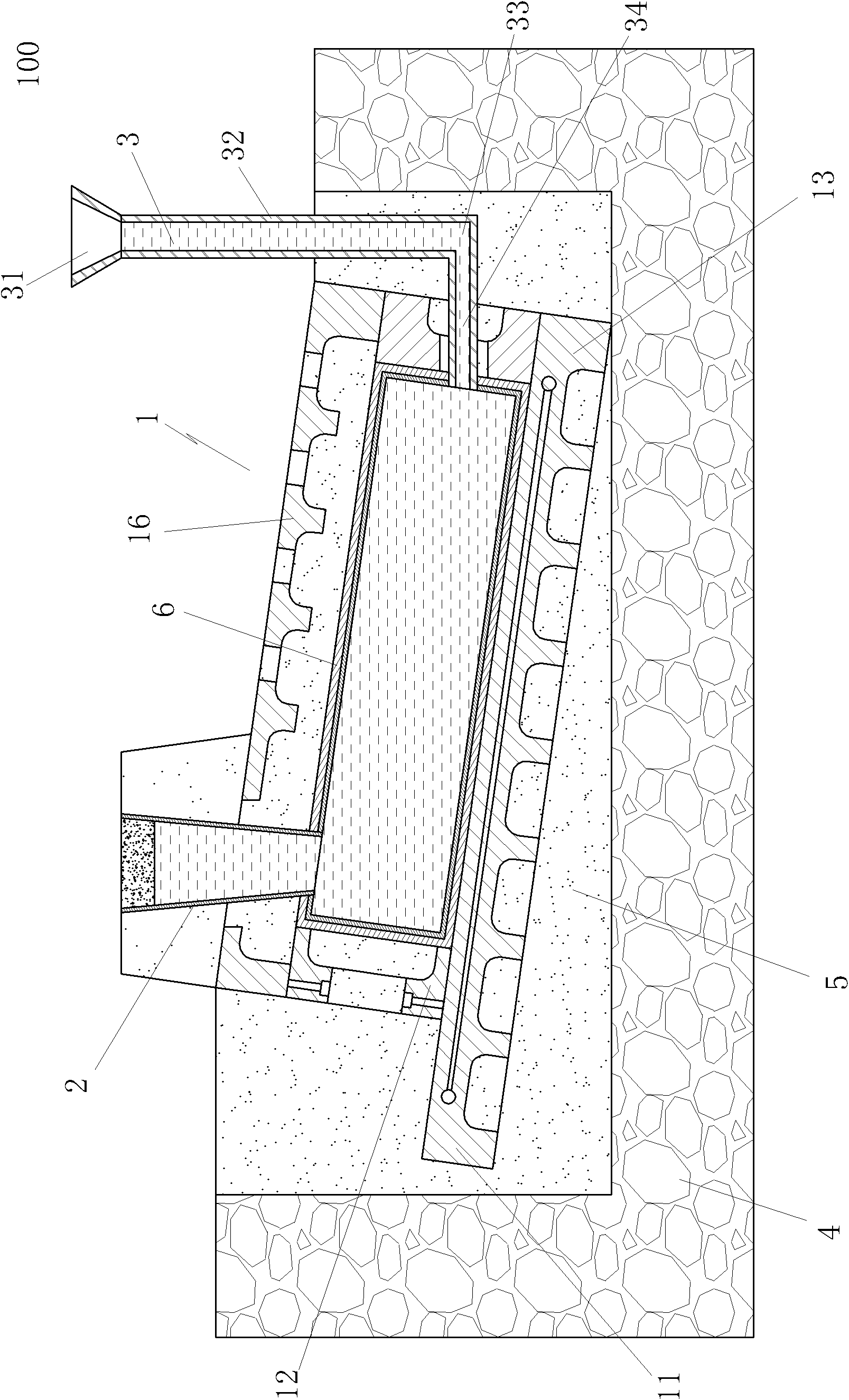 Ultra-large rectangular ingot blank sloping casting combined manufacturing device and method