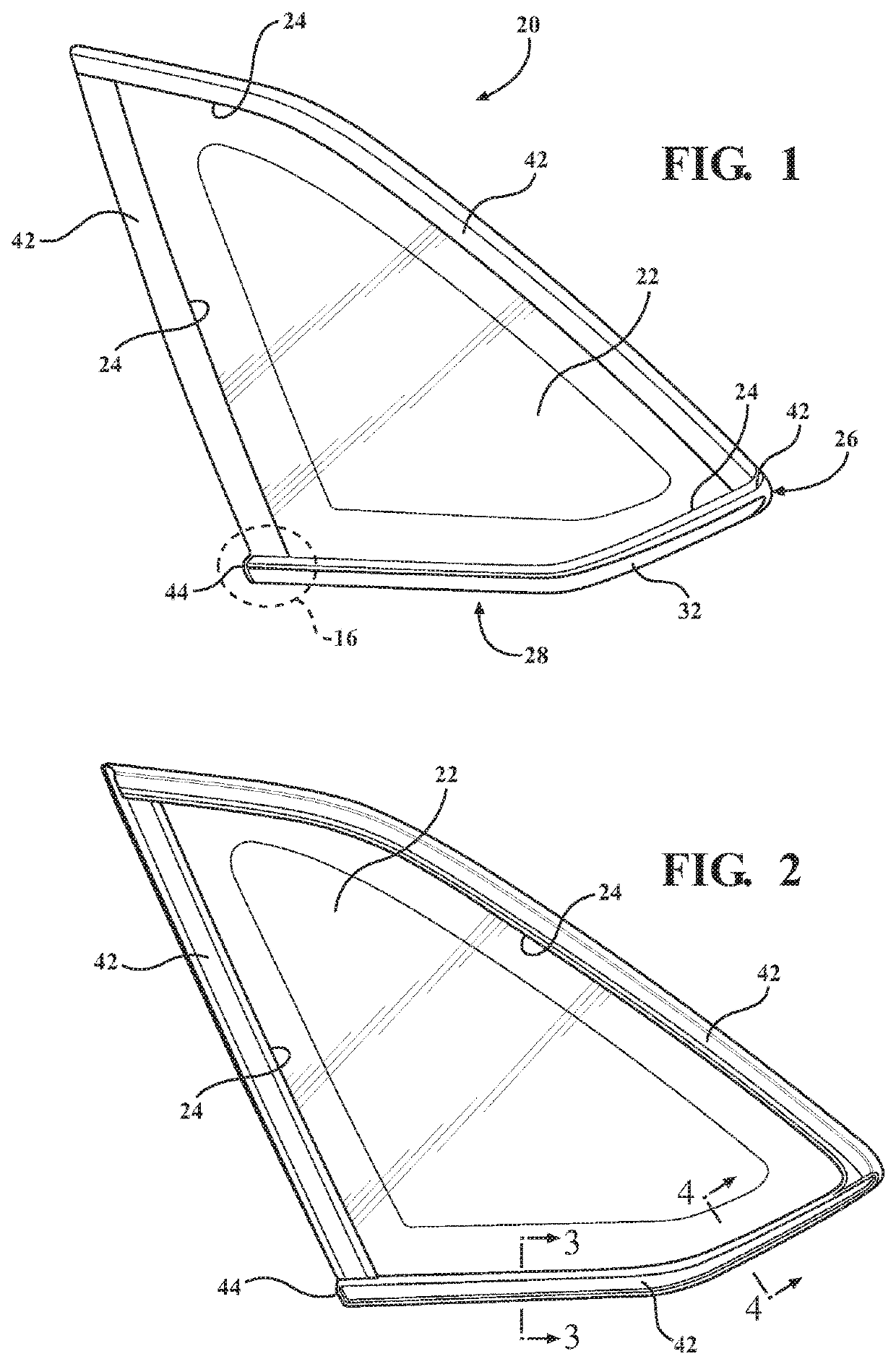 Fixed window assembly for a vehicle and method of manufacturing same