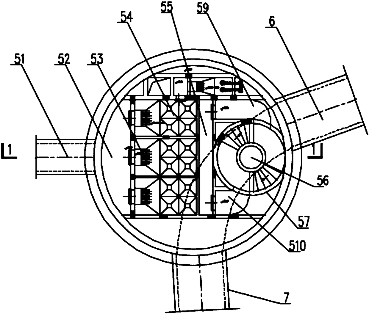 Drop energy dissipating shaft for sand setting pretreatment