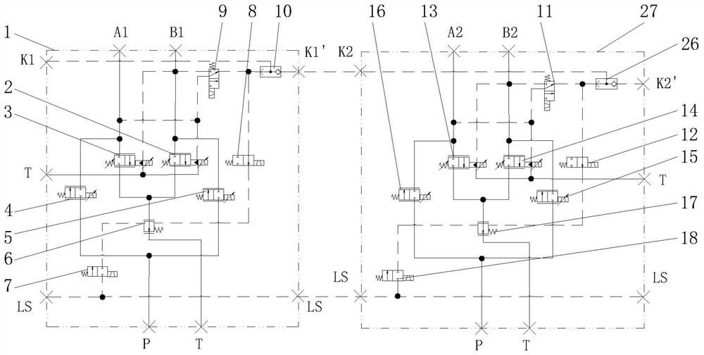 A Combination Valve with Compensating Load Sensing Function of Oil Return Circuit