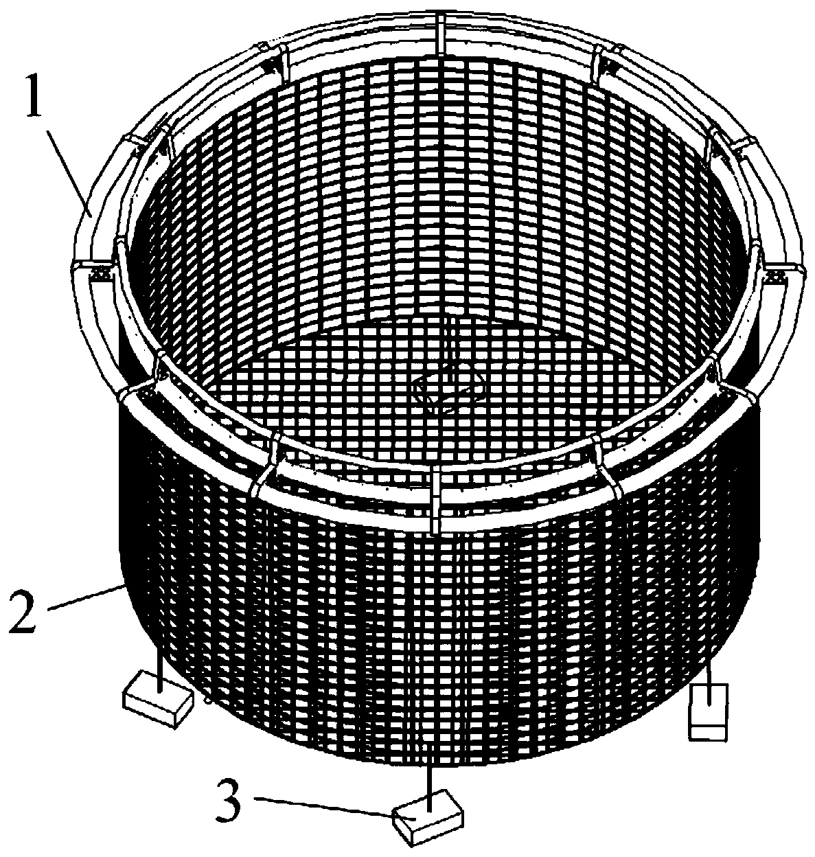 Net fixing device embedded in the round floating cage