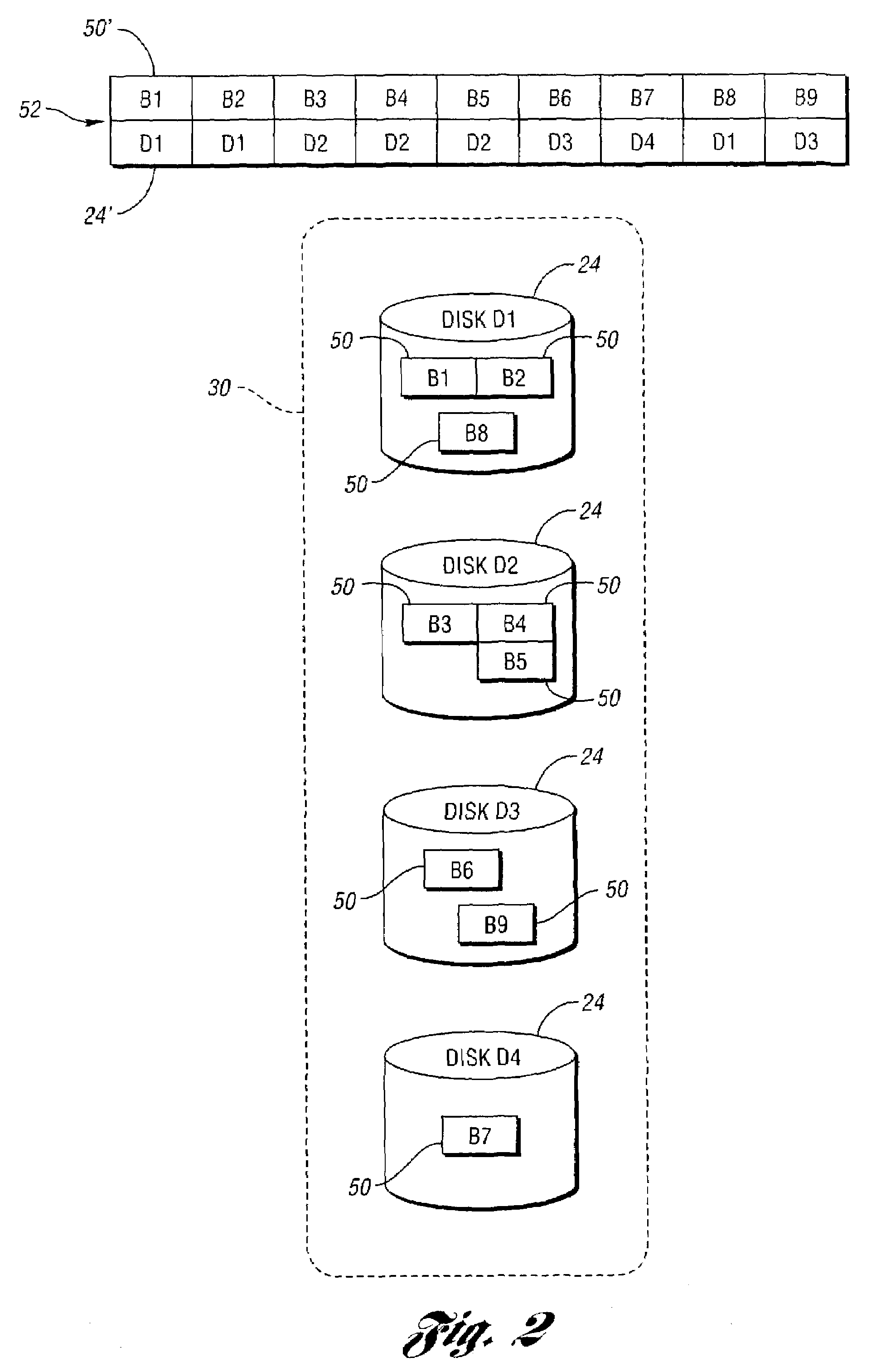 Virtual storage status coalescing with a plurality of physical storage devices