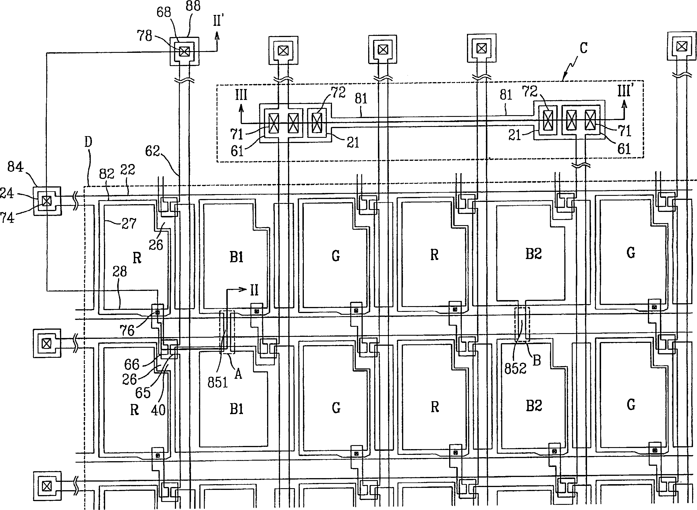 Thin film transistor array for a liquid crystal display