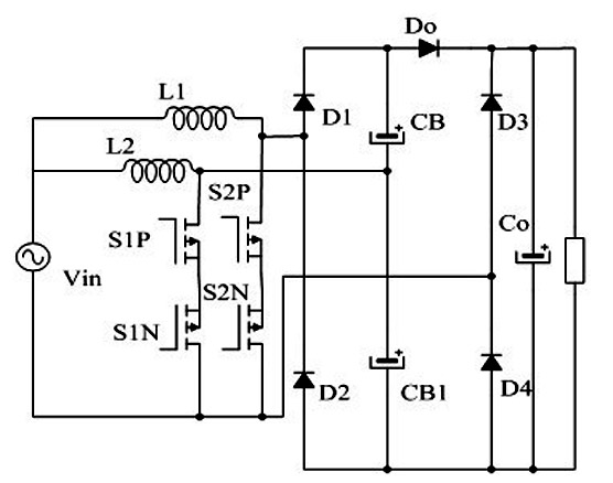 Low-input voltage bridgeless staggered voltage-multiplying power factor correction device