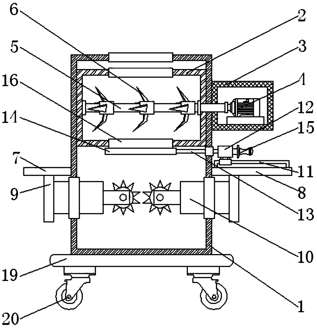 Domestic garbage disposal device with good pulverization effect