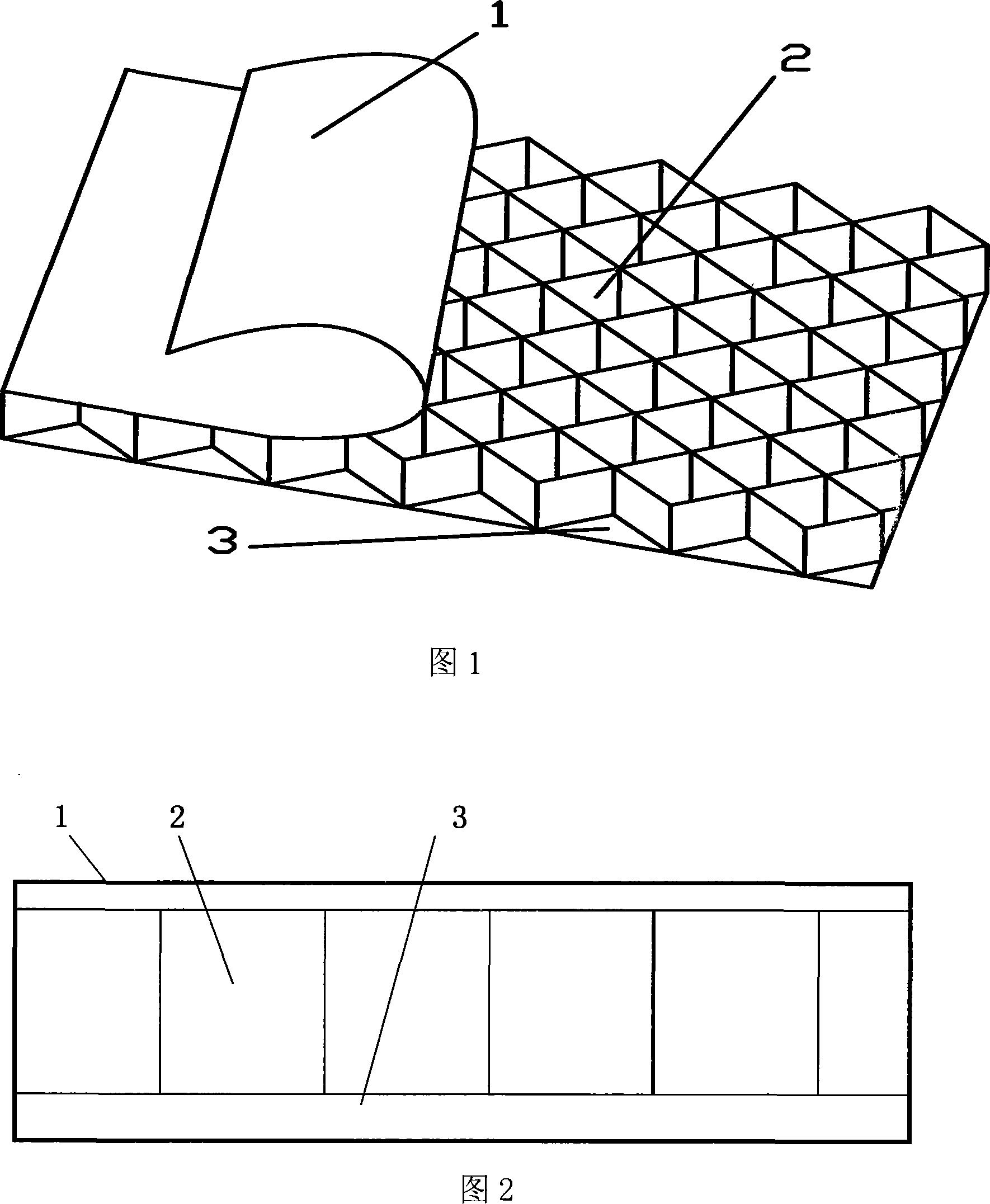 Diamond-type honeycomb sandwich panel and preparation