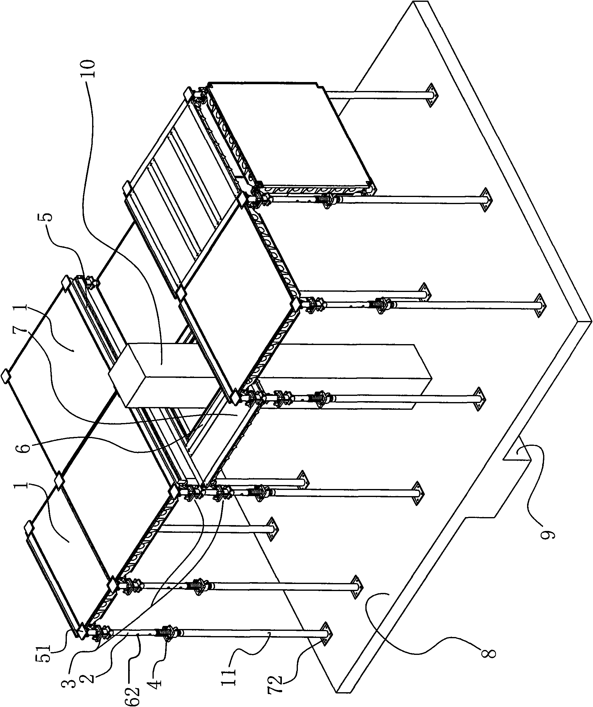 Early-demounting template system applied to building containing beam, plate and column structure on floor slab