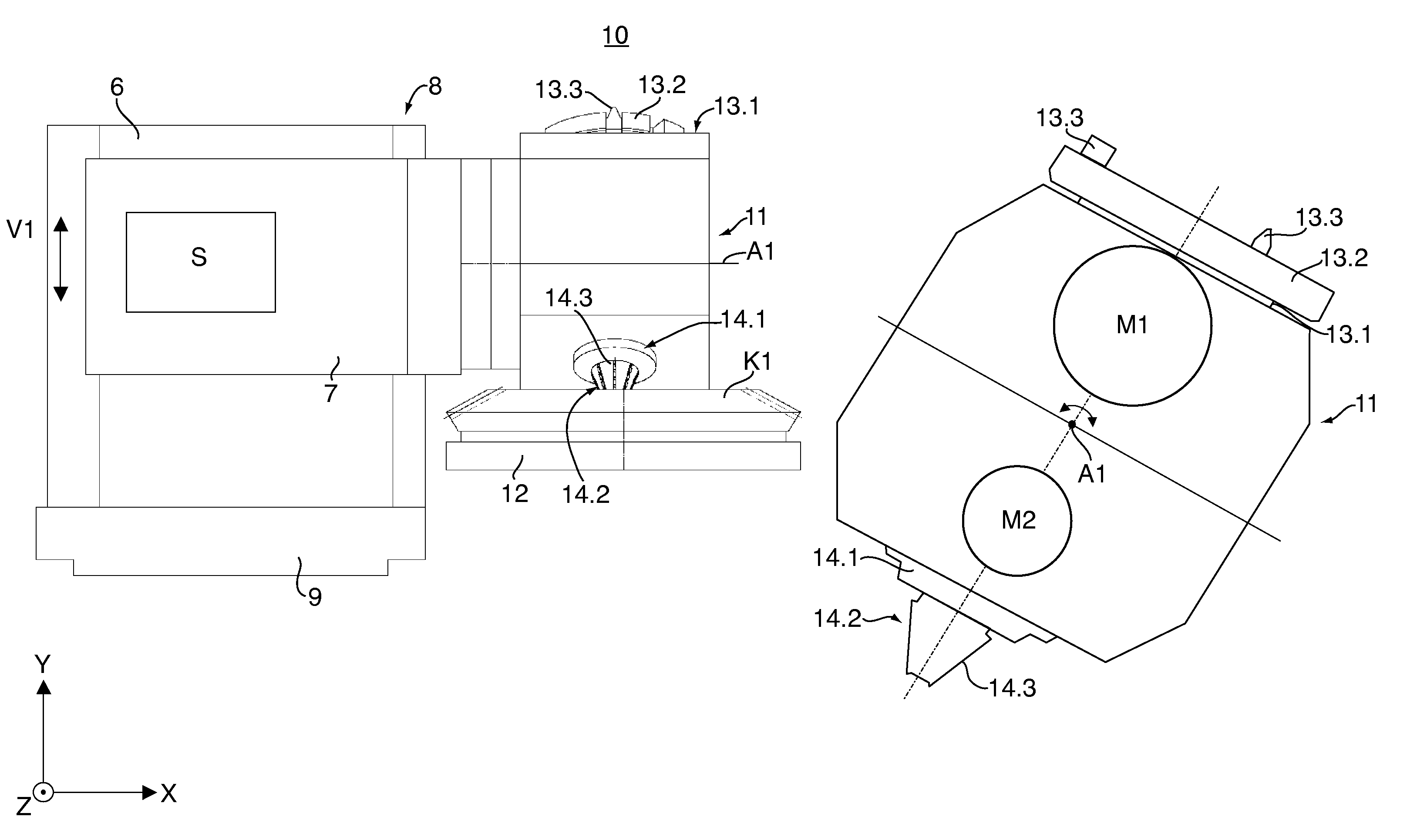 Device and method for soft machining of bevel gears and use of the device