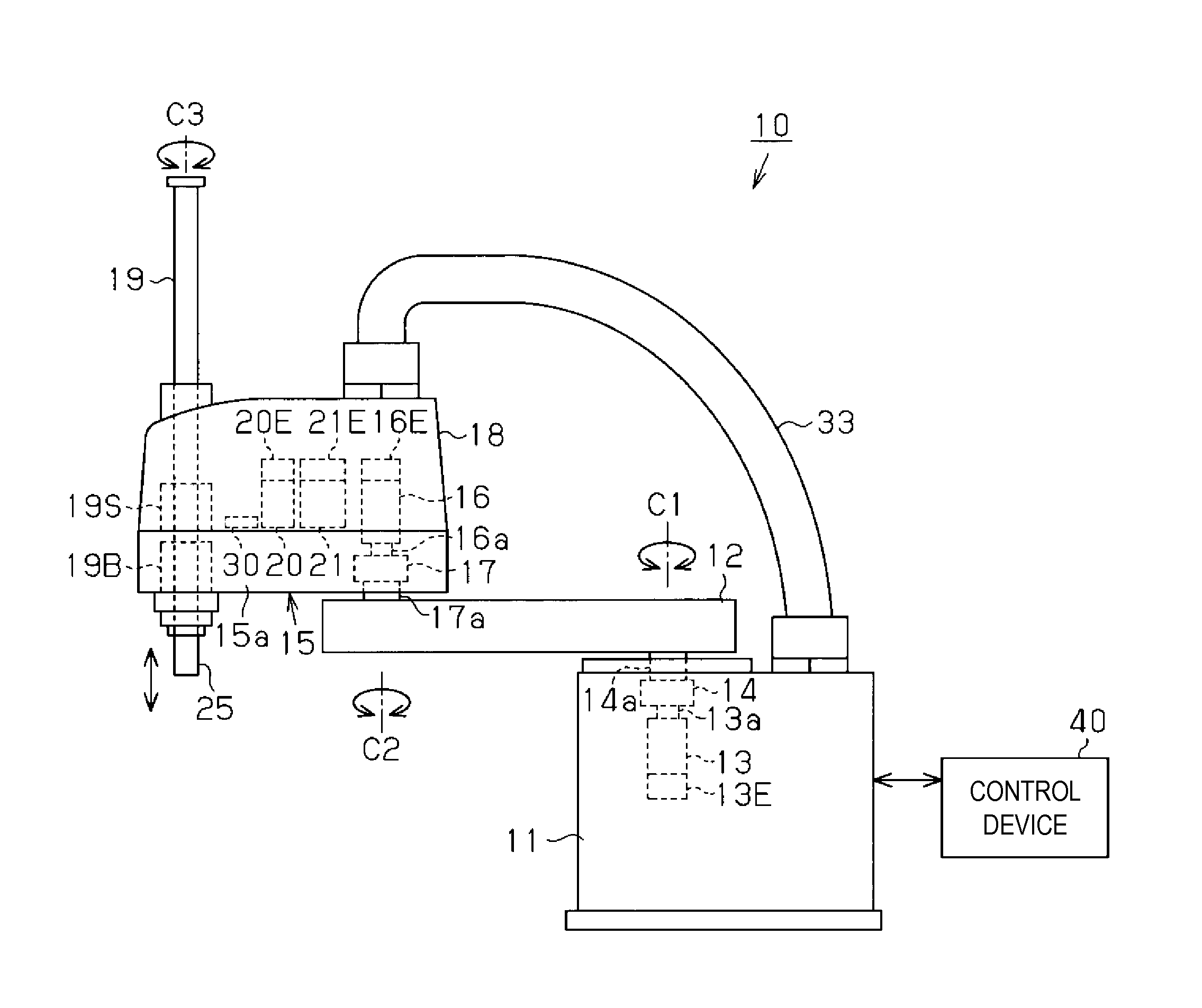 Horizontal articulated robot, and method of controlling the same