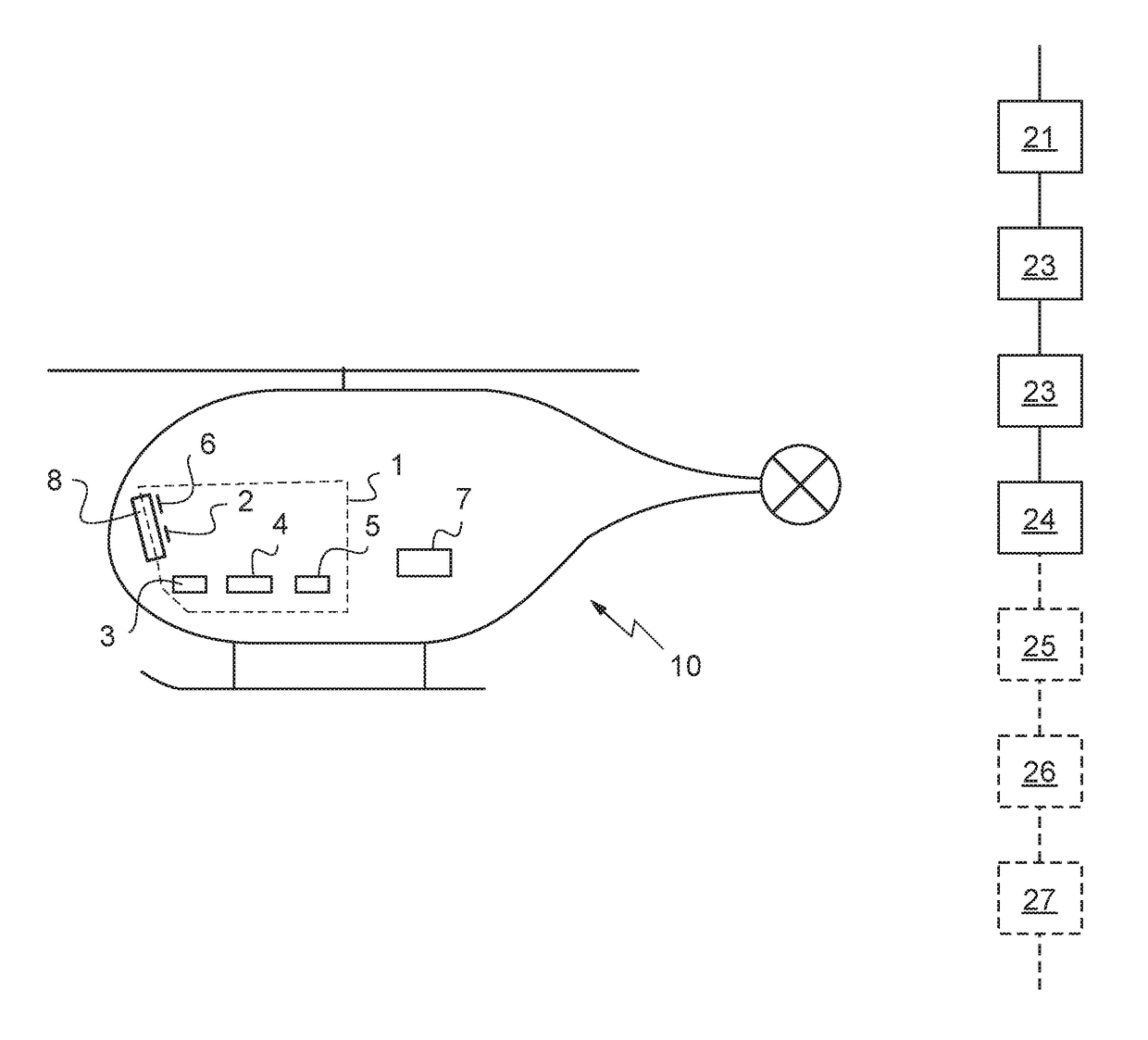 Method and a device for calculating a safe path from the current position of an aircraft to an attachment point