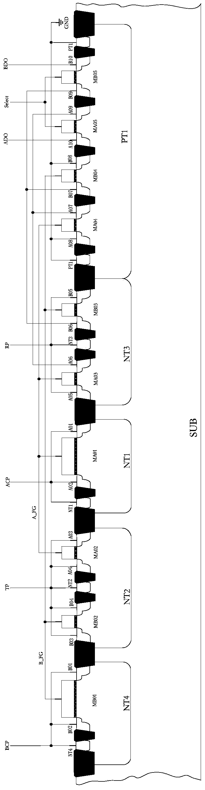 Ultralow power consumption differential structure nonvolatile memory compatible with standard CMOS (Complementary Metal-Oxide-Semiconductor Transistor) process
