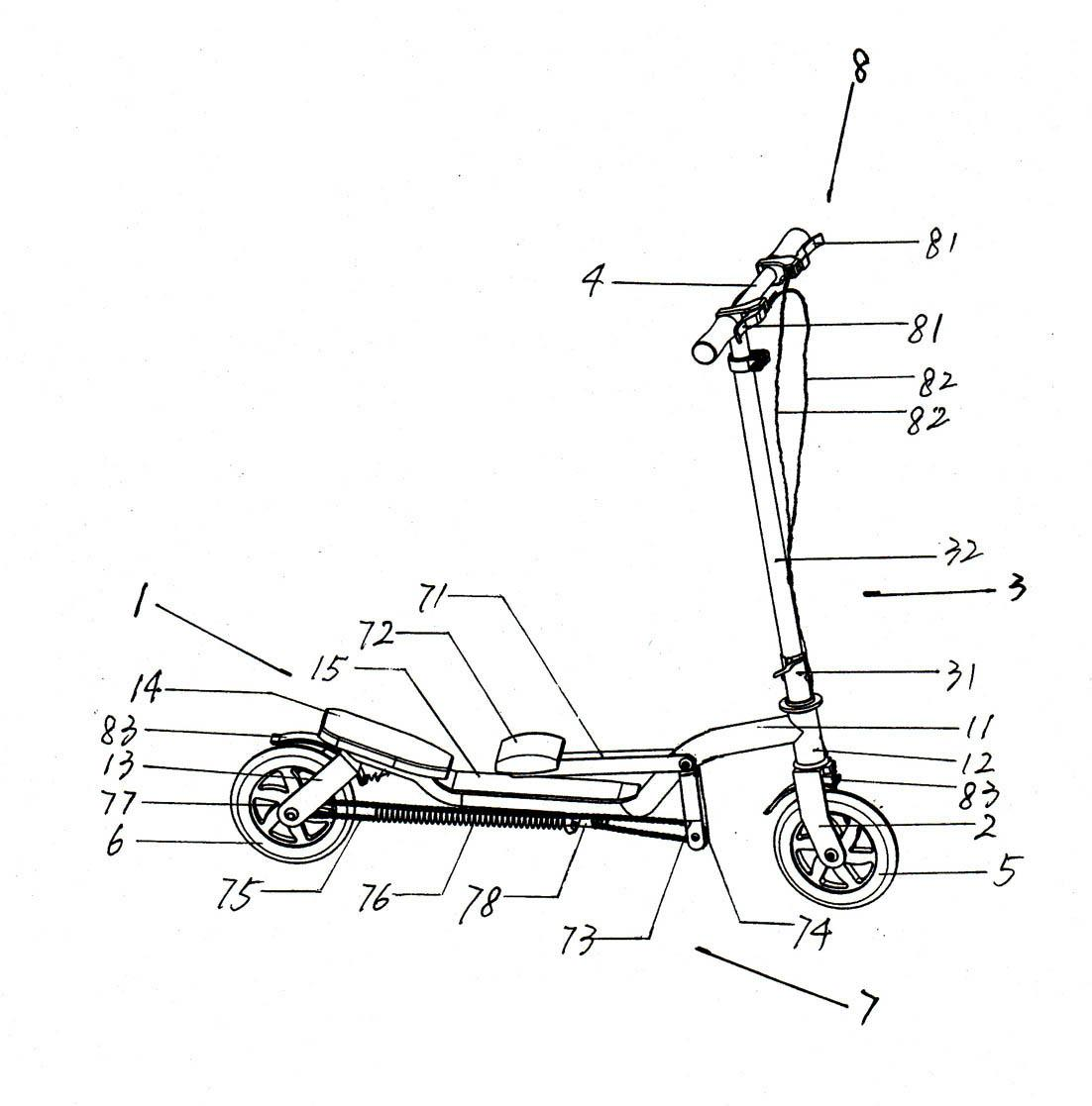 Folded movable-pulley driving type scooter