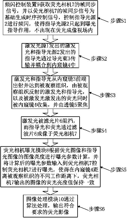 Guiding exposure type fluorescent endoscope system and guiding exposure method