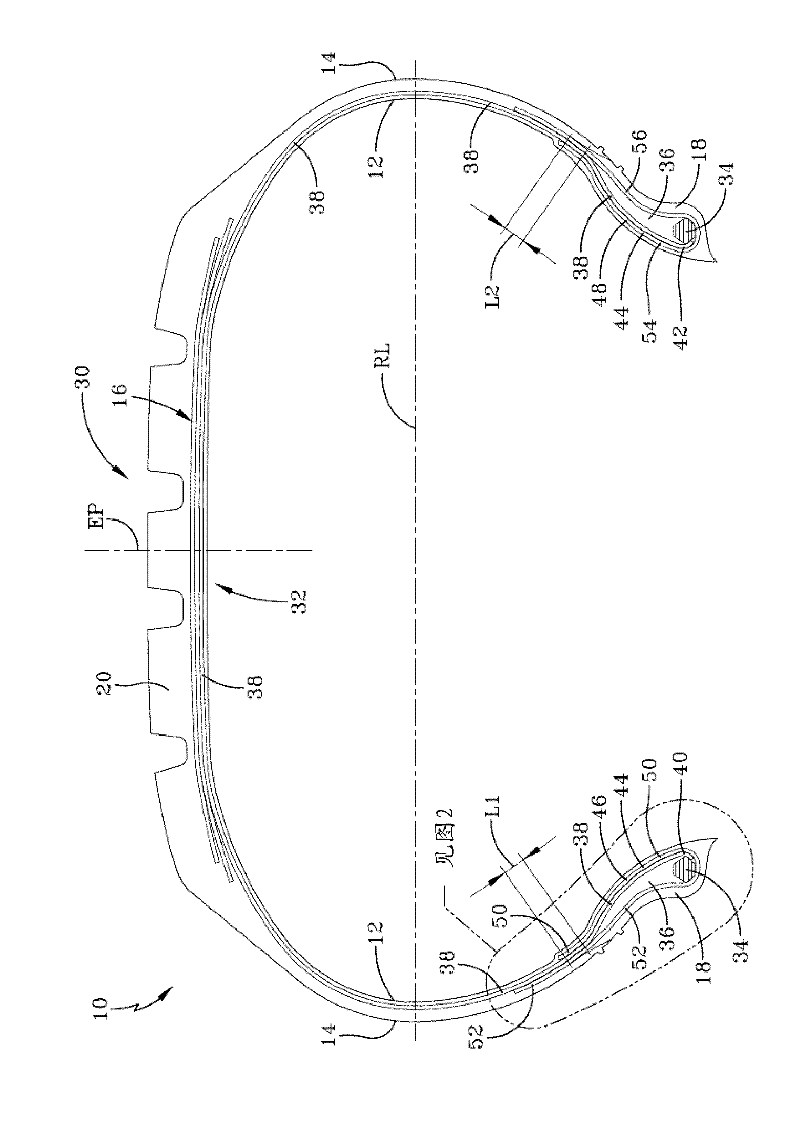 Pneumatic tire carcass with non-continuous ply in the bead areas
