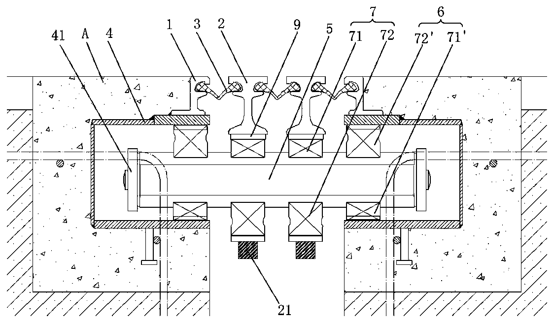 Modular bridge expansion joint with horizontal swing supporting cross beams