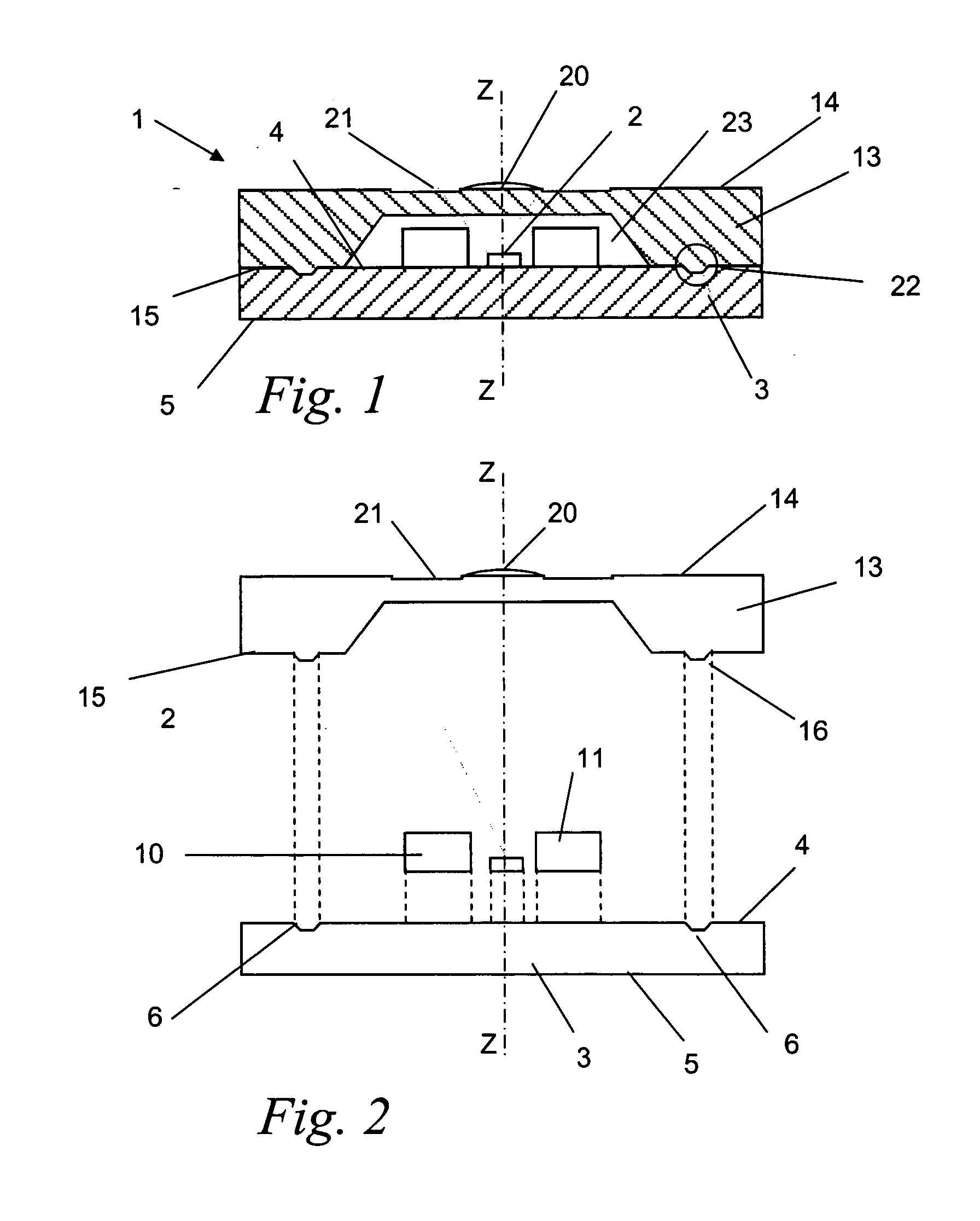 Package for housing at least an electro-optic active element, electro-optic and assembling method