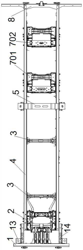 Multi-axle off-road vehicle frame structure with variable axle distance