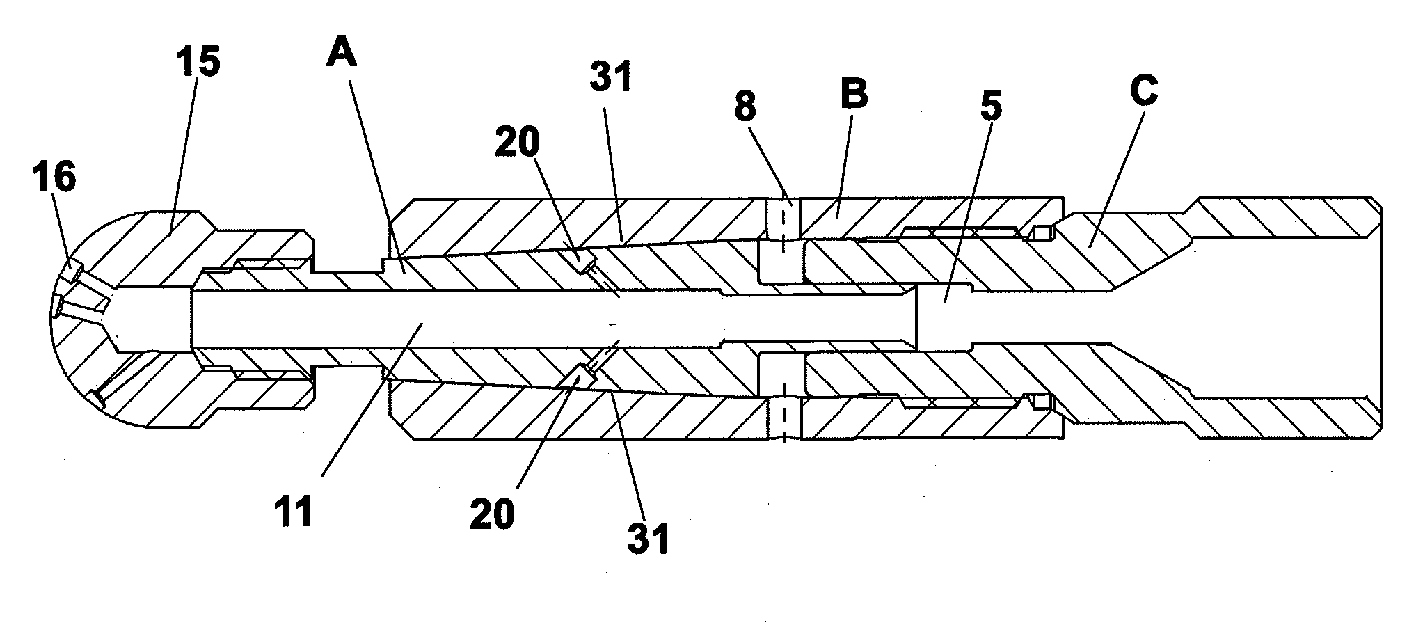 Self regulating fluid bearing high pressure rotary nozzle with balanced thrust force