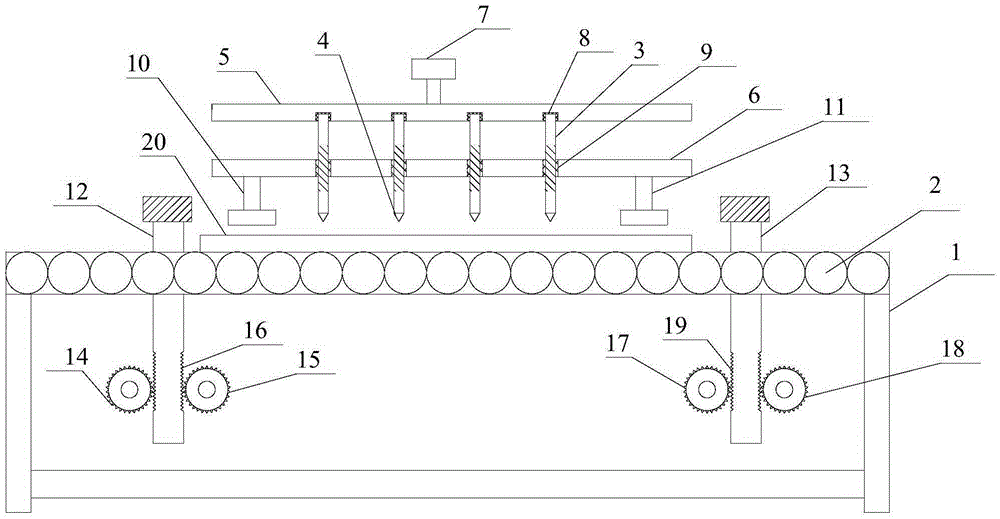 Continuous type drilling equipment for front supports of safety frames of forklifts