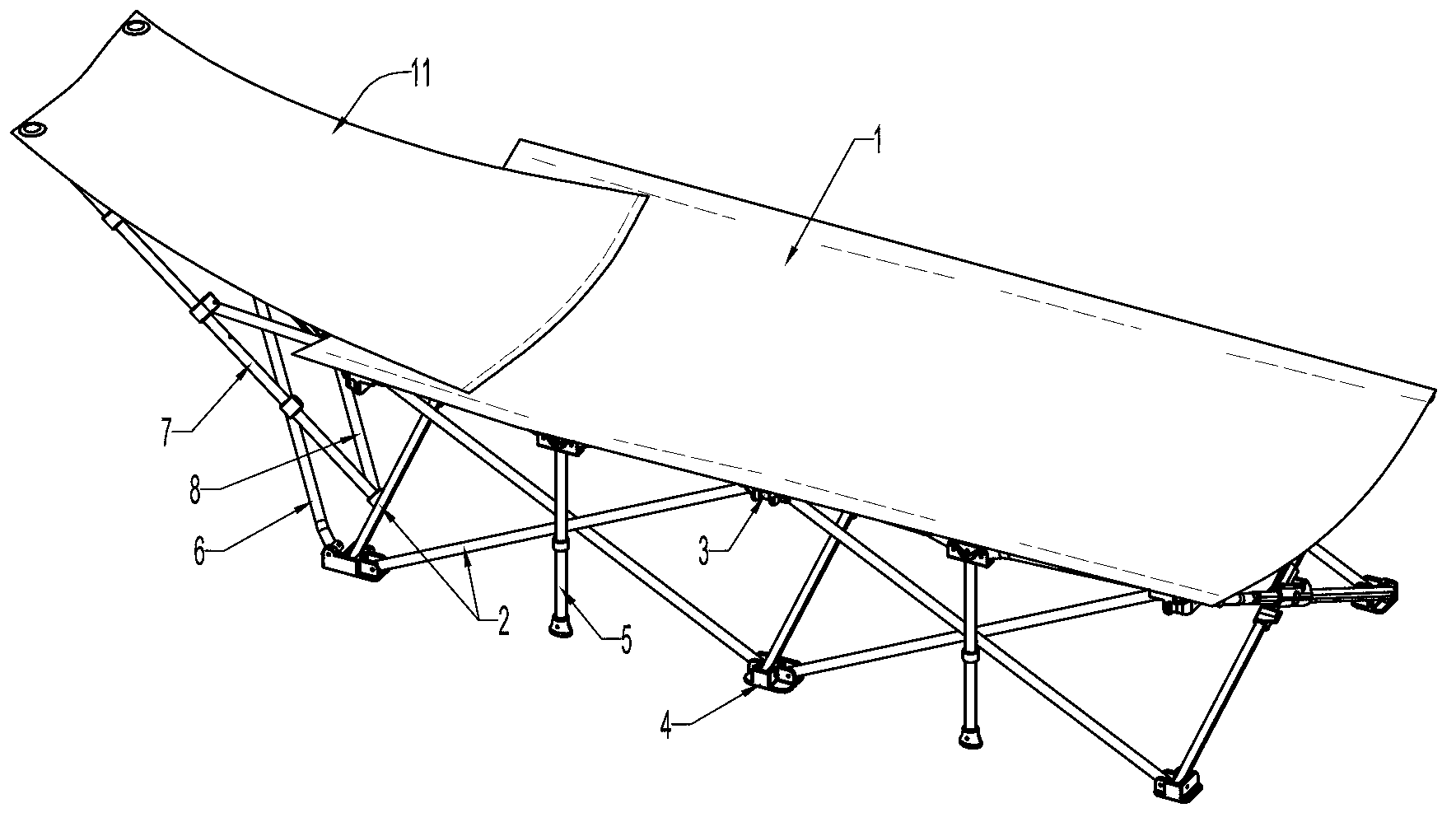 Foldable bed with backrest