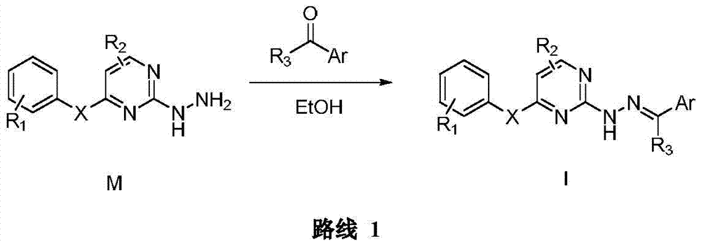 Hydrazone-containing pyrimidine derivatives and use thereof