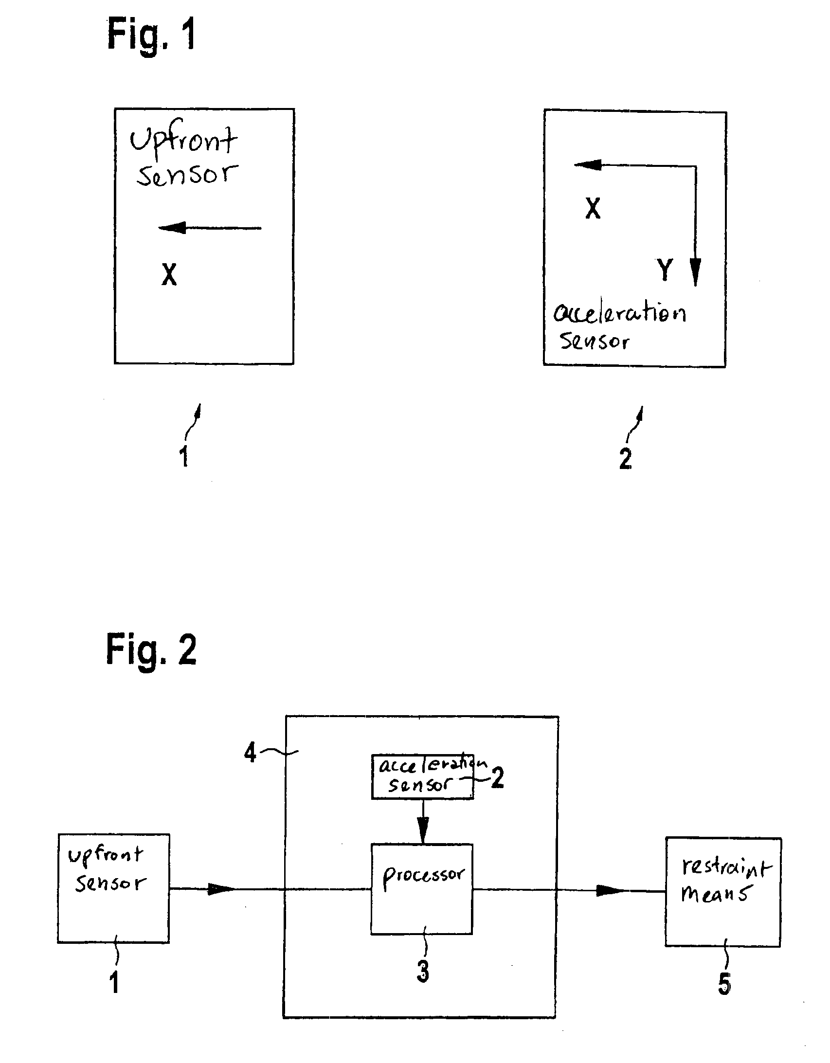 System for sensing a head-on collision in a motor vehicle