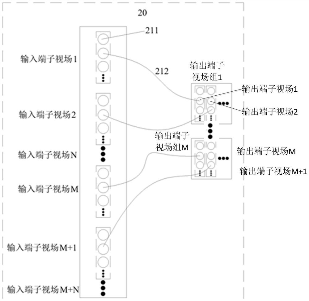 Spectral imaging system with large field of view using variable-diameter fiber-optic field-of-view splitter