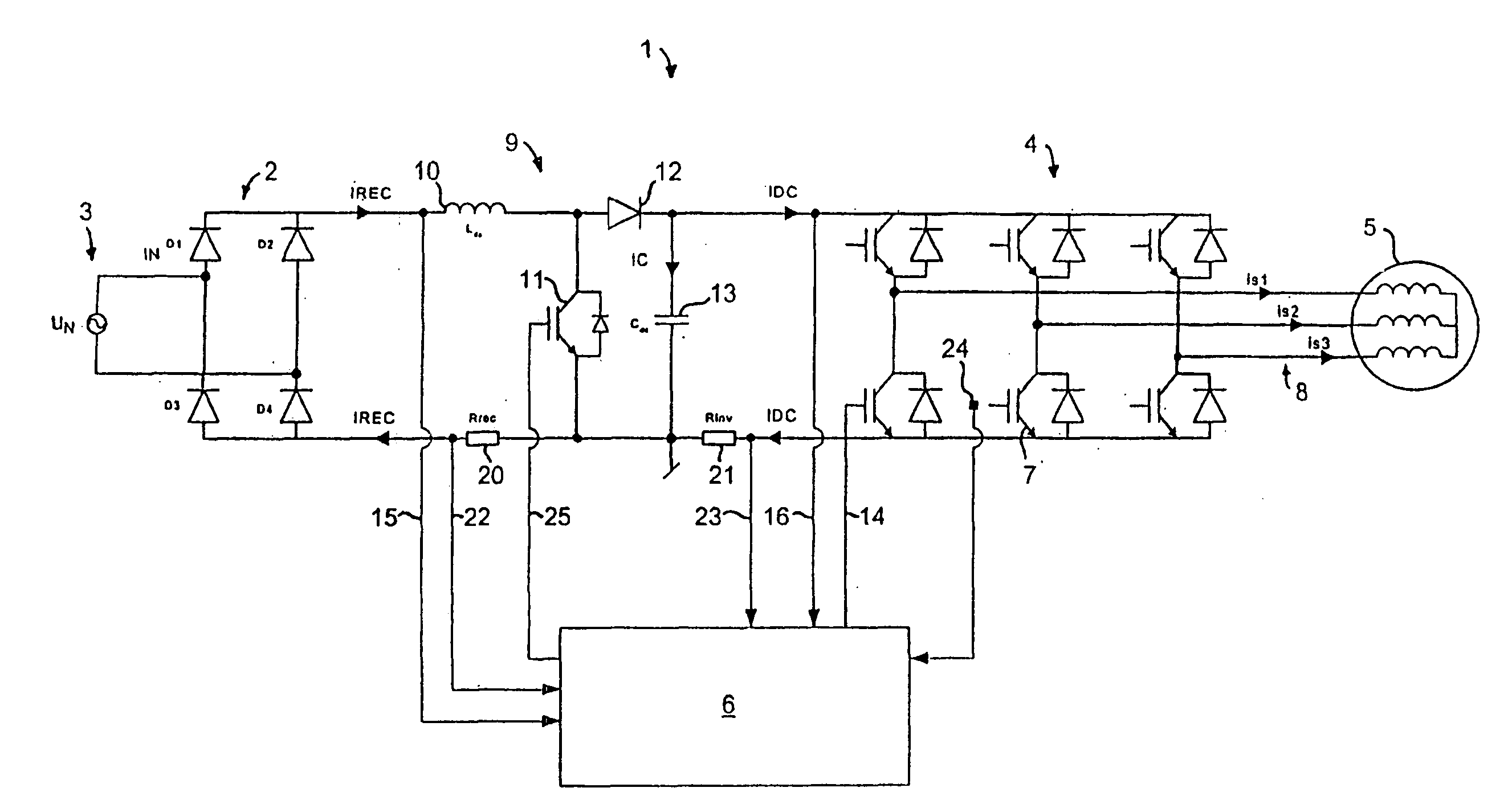 Frequency converter for different mains voltages