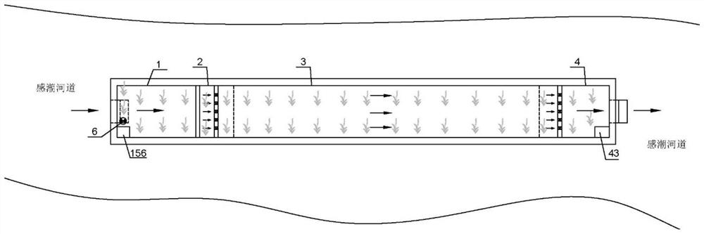 Tidal river ecological purification island and backflushing sludge discharge method thereof