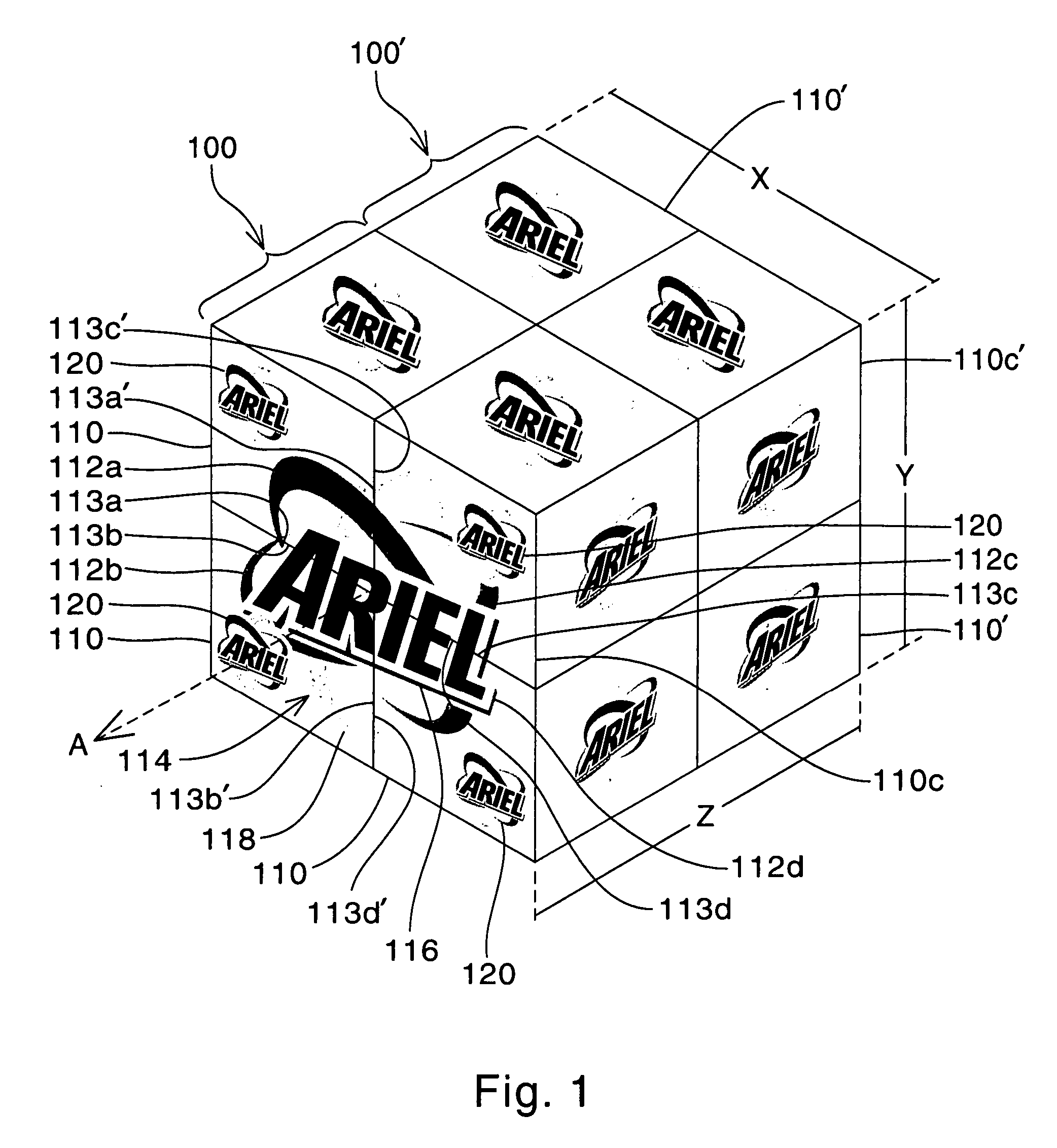 Stacked product array with enhanced visibility and recognition