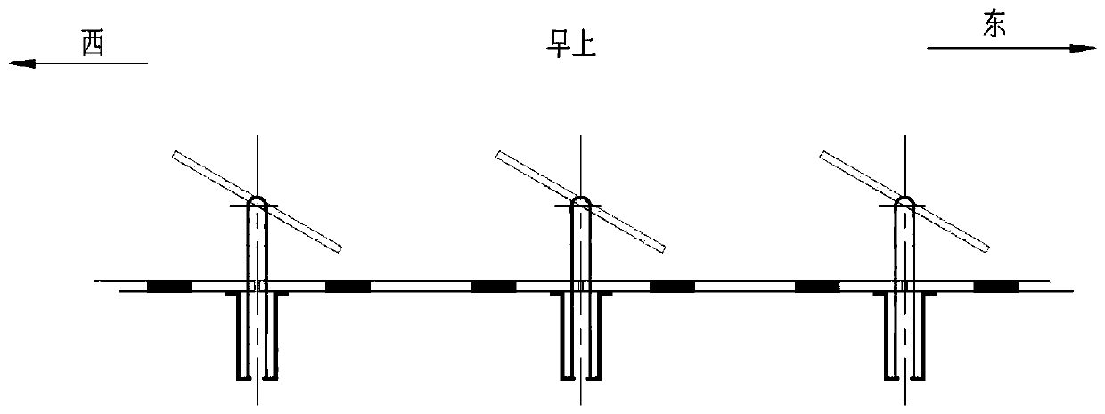 Track for row-crossing cleaning of flat single-axis tracking system, cleaning system and method