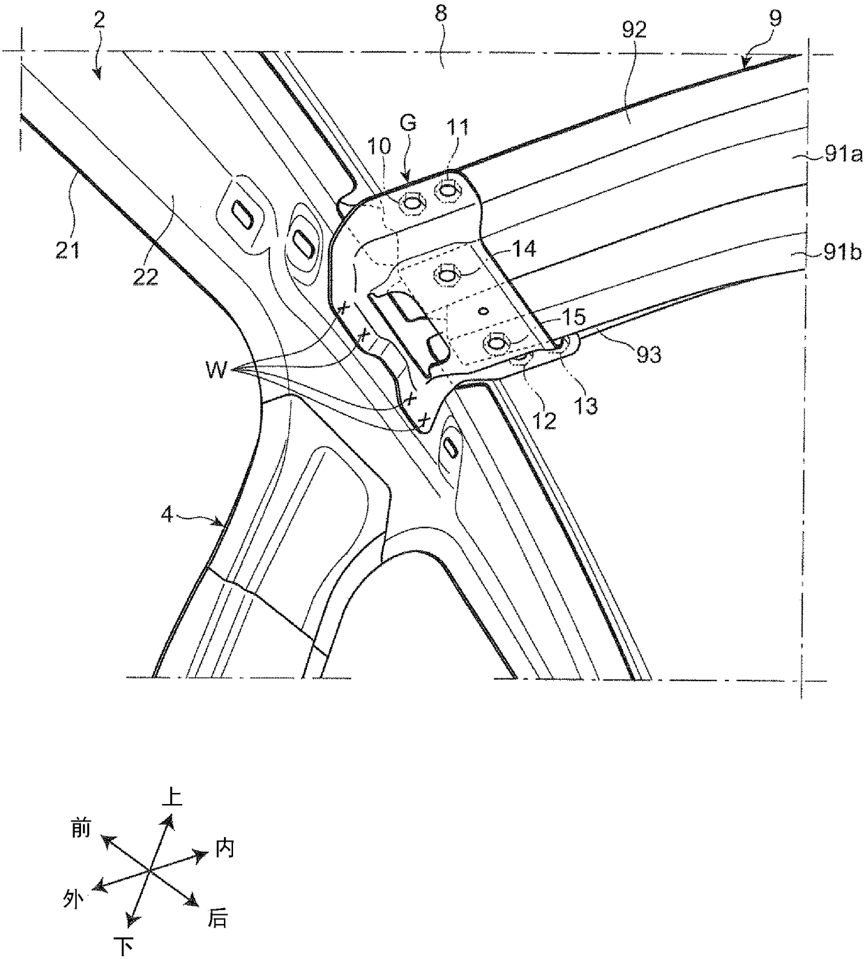 Upper vehicle-body structure of vehicle