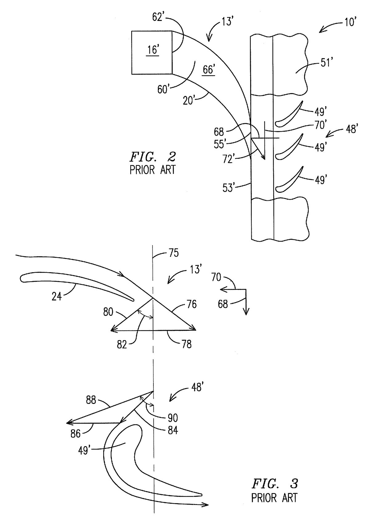 Mid-section of a can-annular gas turbine engine to introduce a radial velocity component into an air flow discharged from a compressor of the mid-section