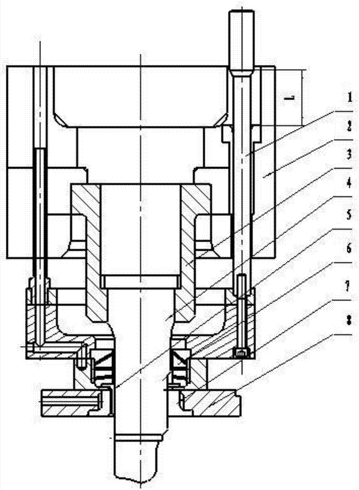 Warm forging die guide structure with upward ramming function