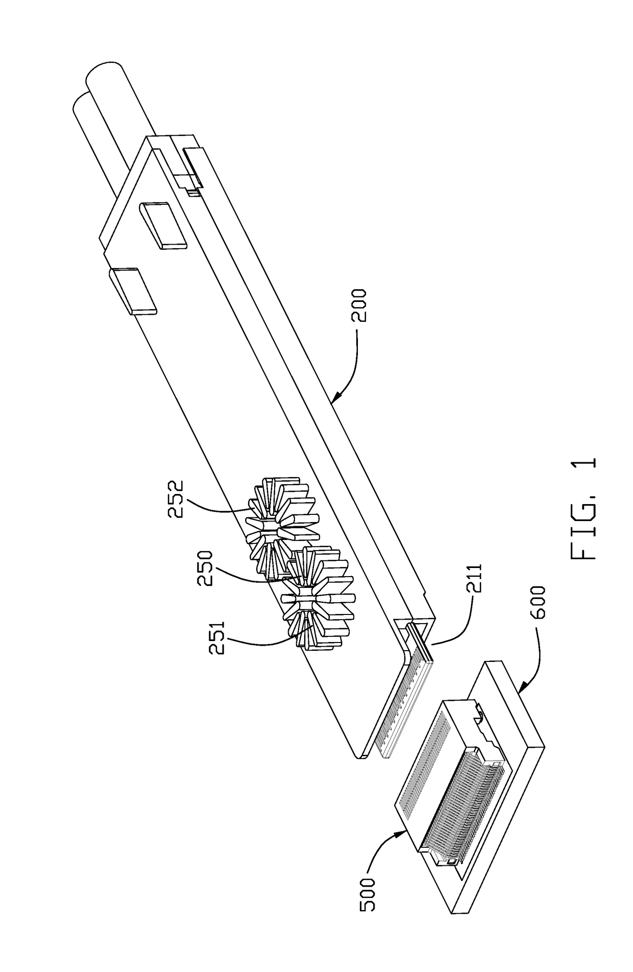 Plug connecetor with a metallic enclosure having heat sink member thereon