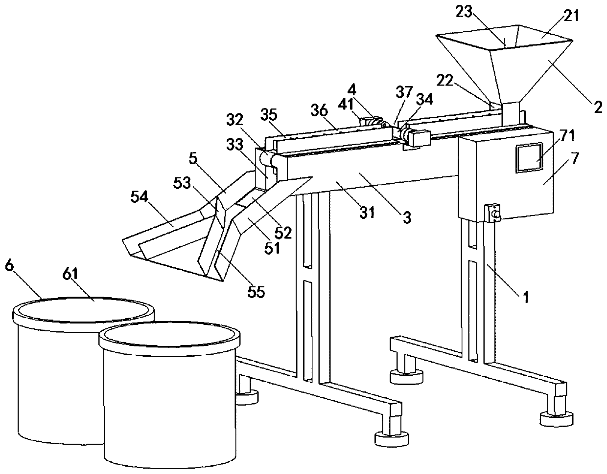 Sorting device and method for identifying sizes of litchi kernels based on infrared spectroscopy