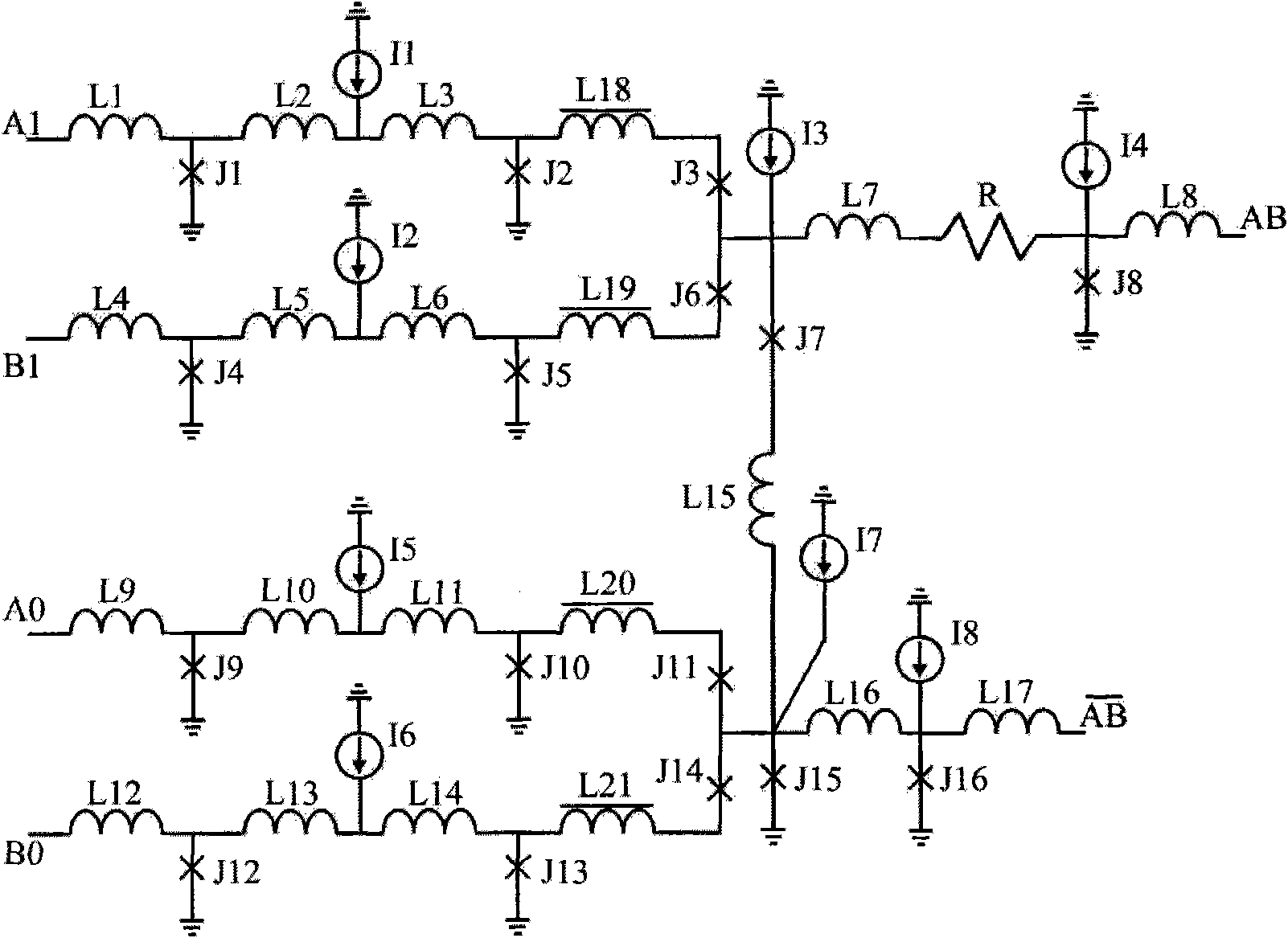 Resistive superconductive asynchronous bilinear logic AND gate circuit