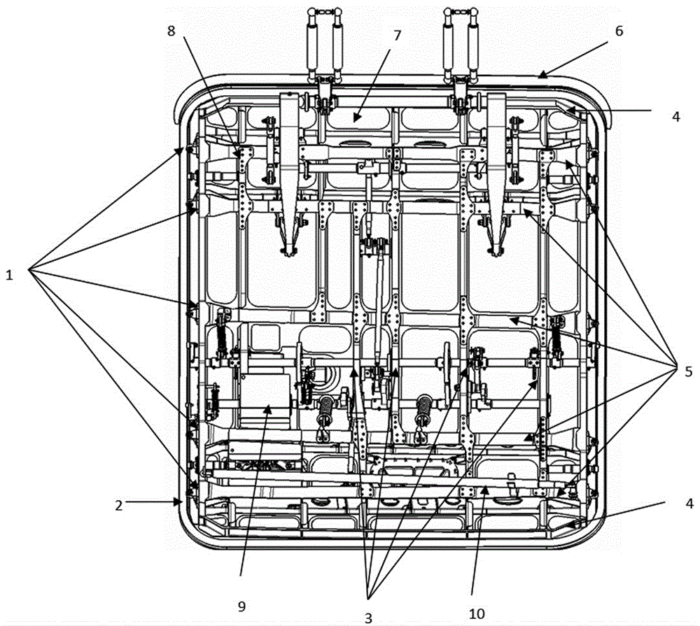 Double-bent-section and semi-blocking type cargo space door of civil airplane