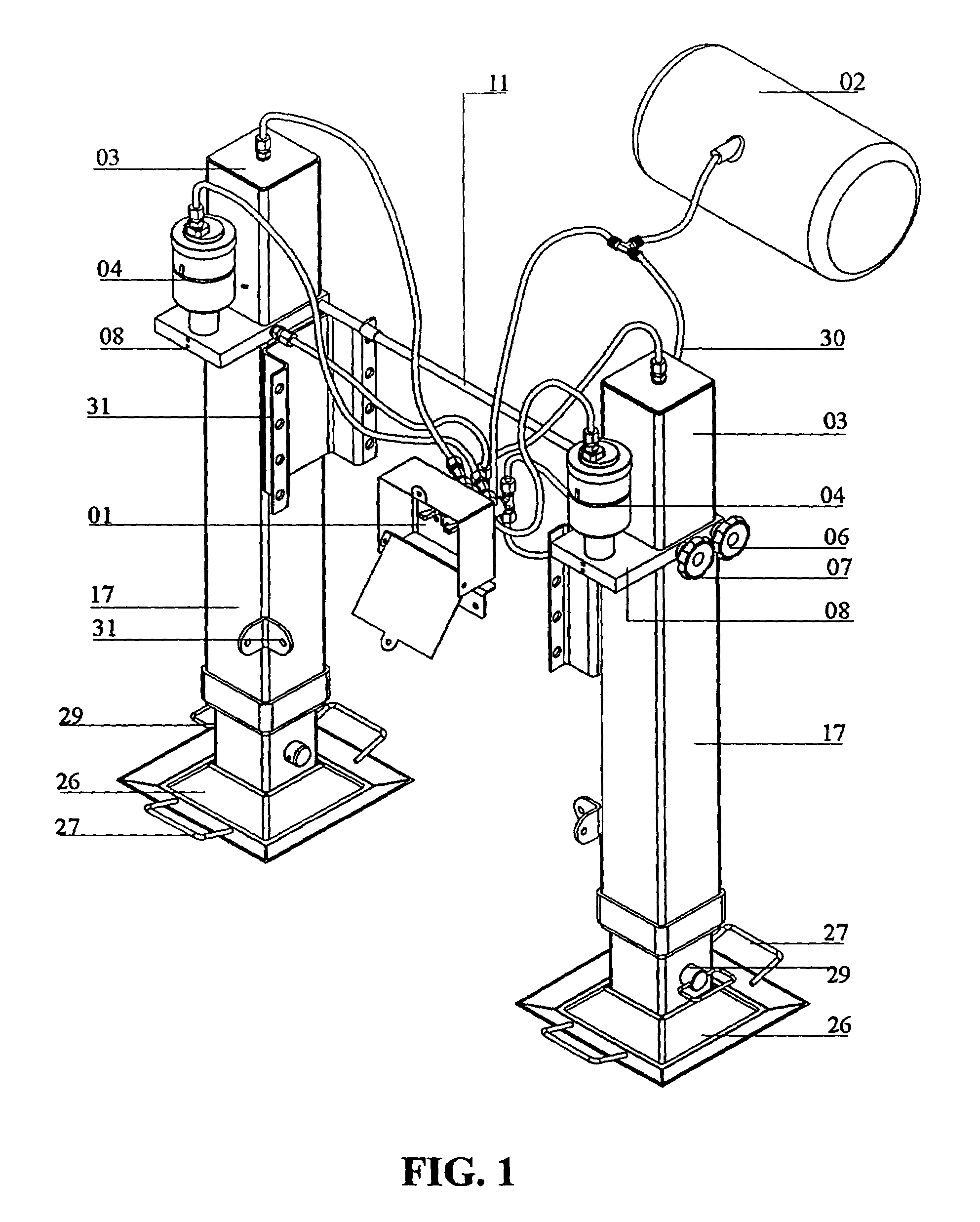 Disposition introduced to hydropneumatic jack