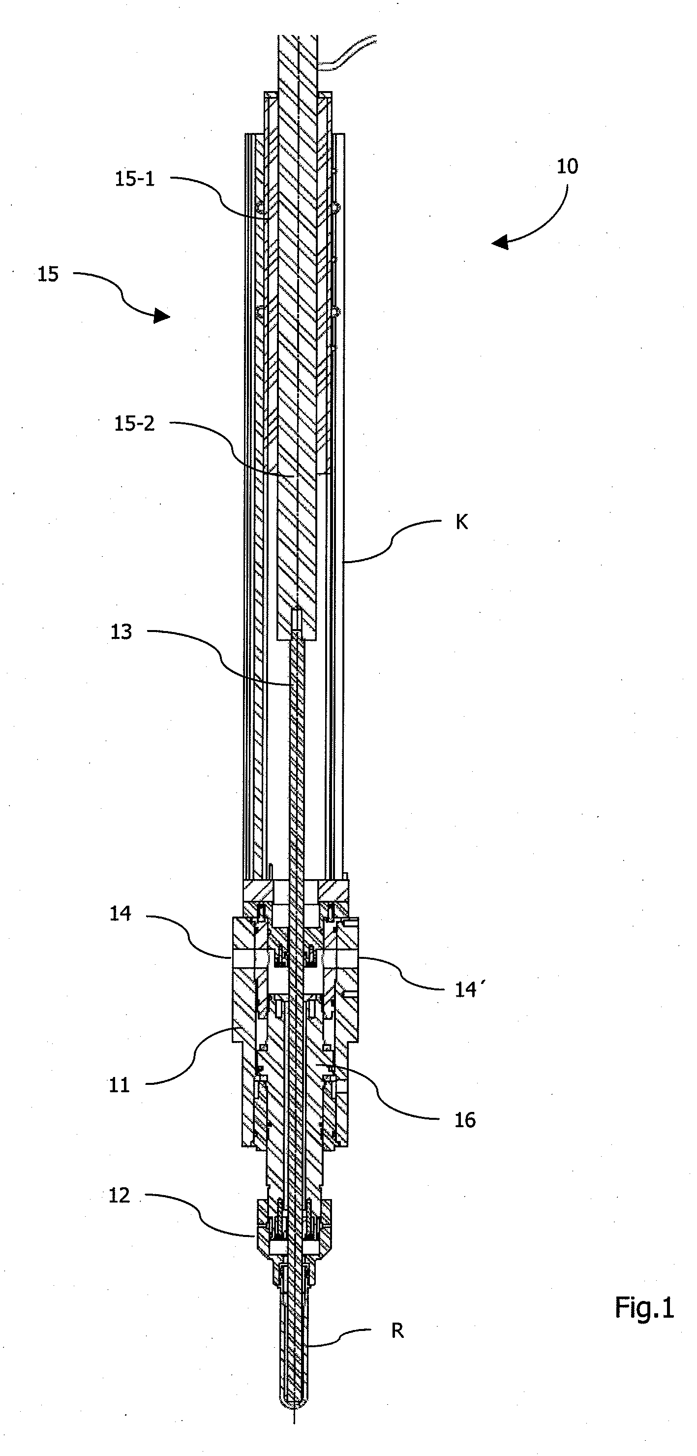 Devices and method for draw blow moulding a container and the corresponding use