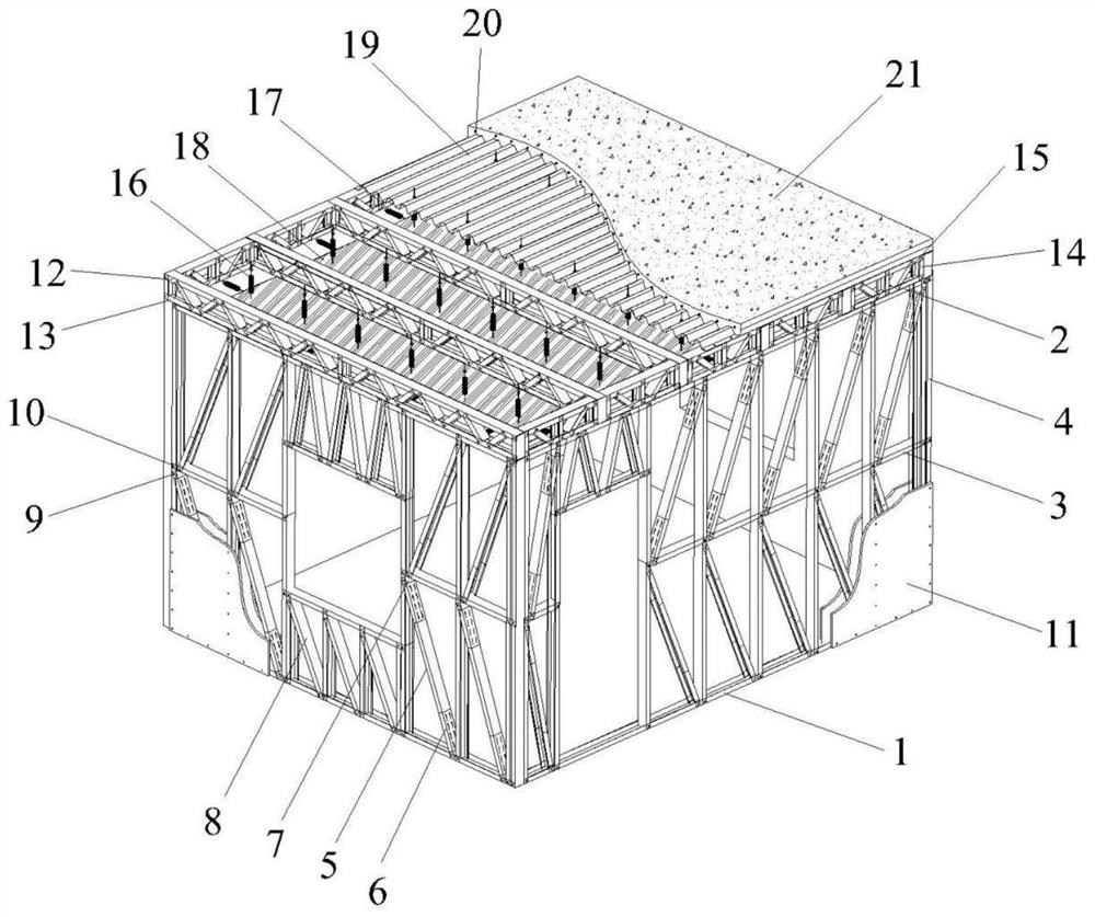 Multi-dimensional energy dissipation and shock absorption type cold-formed thin-walled steel structure residential system