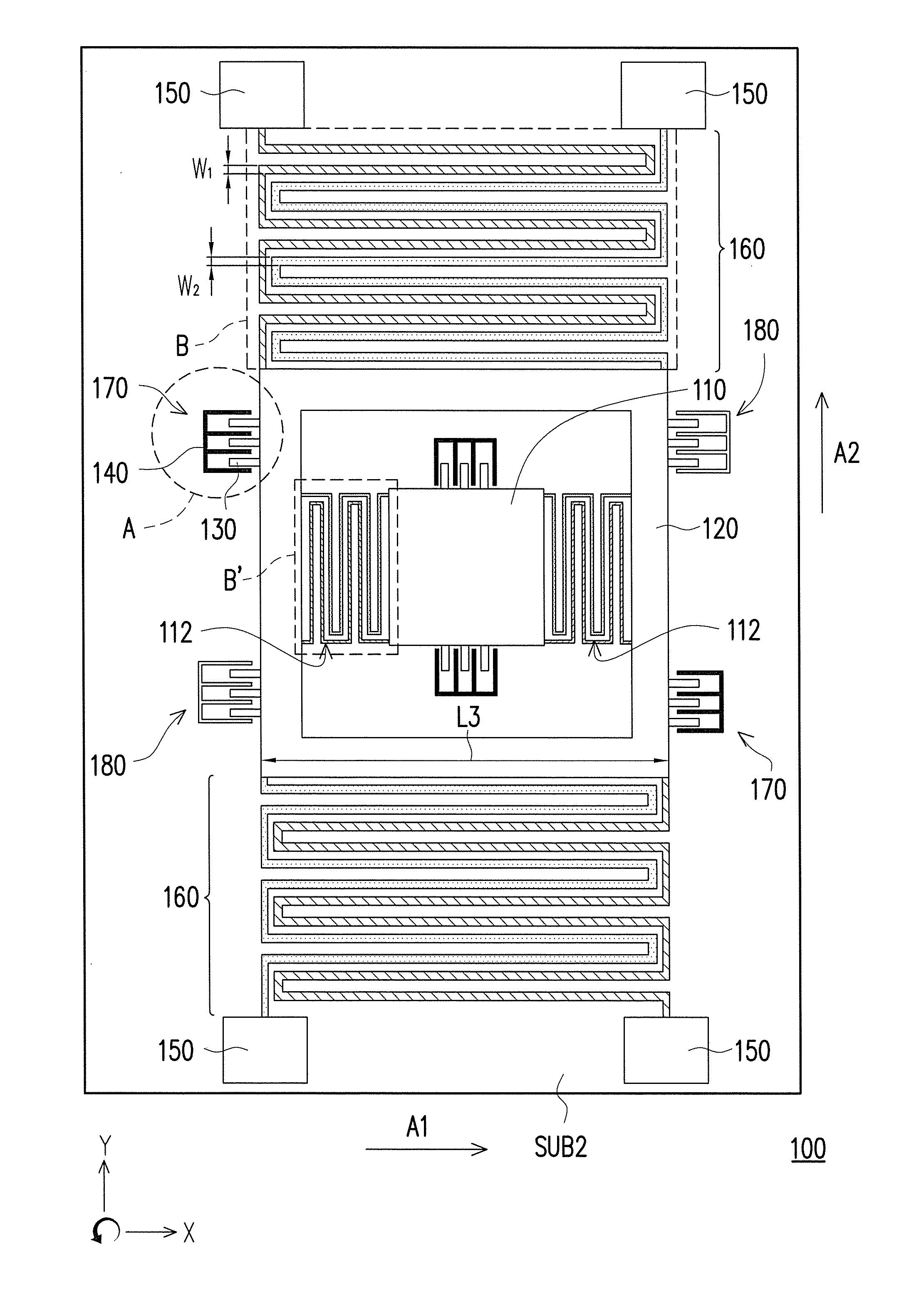 Micro-electro mechanical apparatus with interdigitated spring