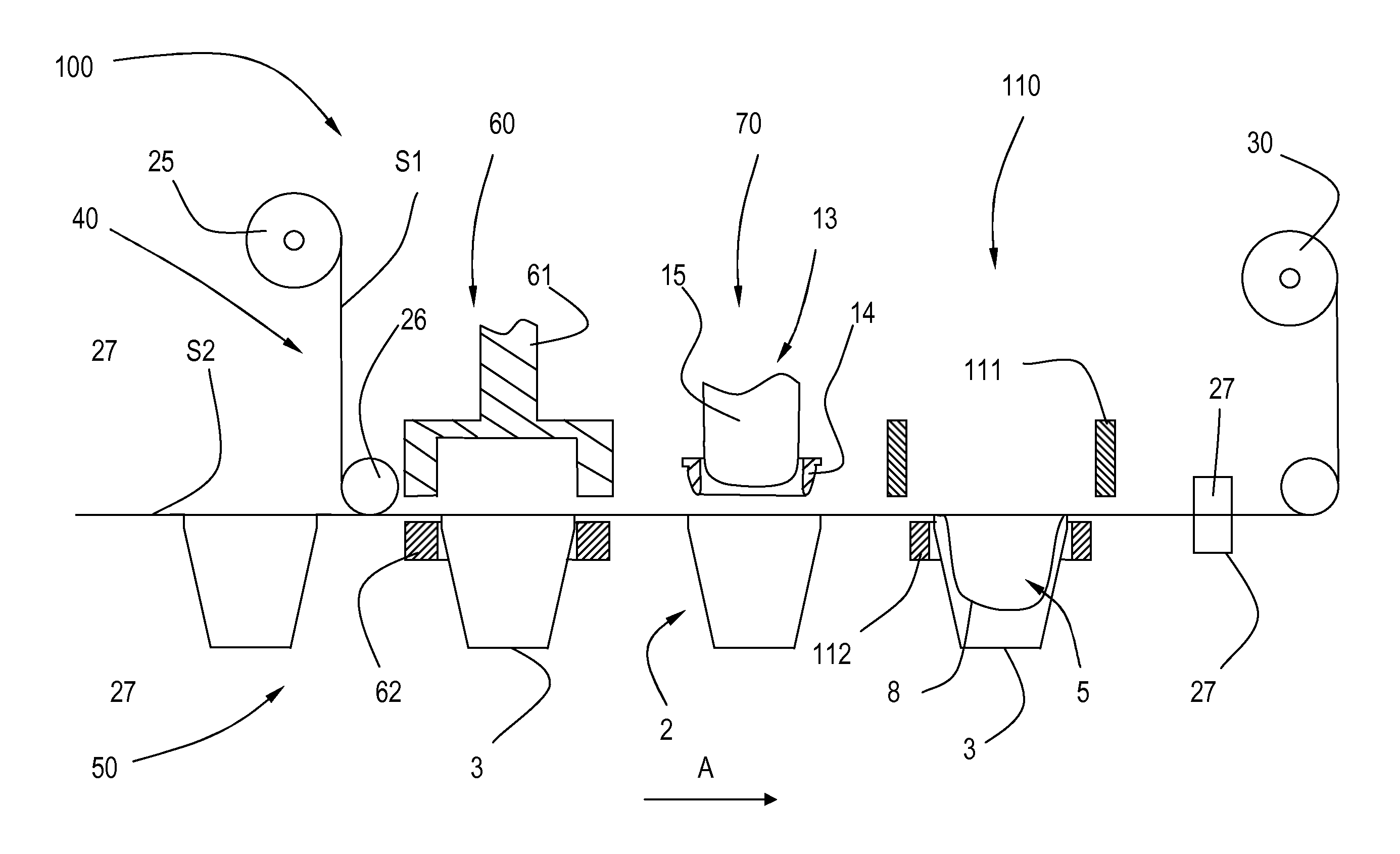 Method and machine for making intermediate component of single use capsules  for beverages