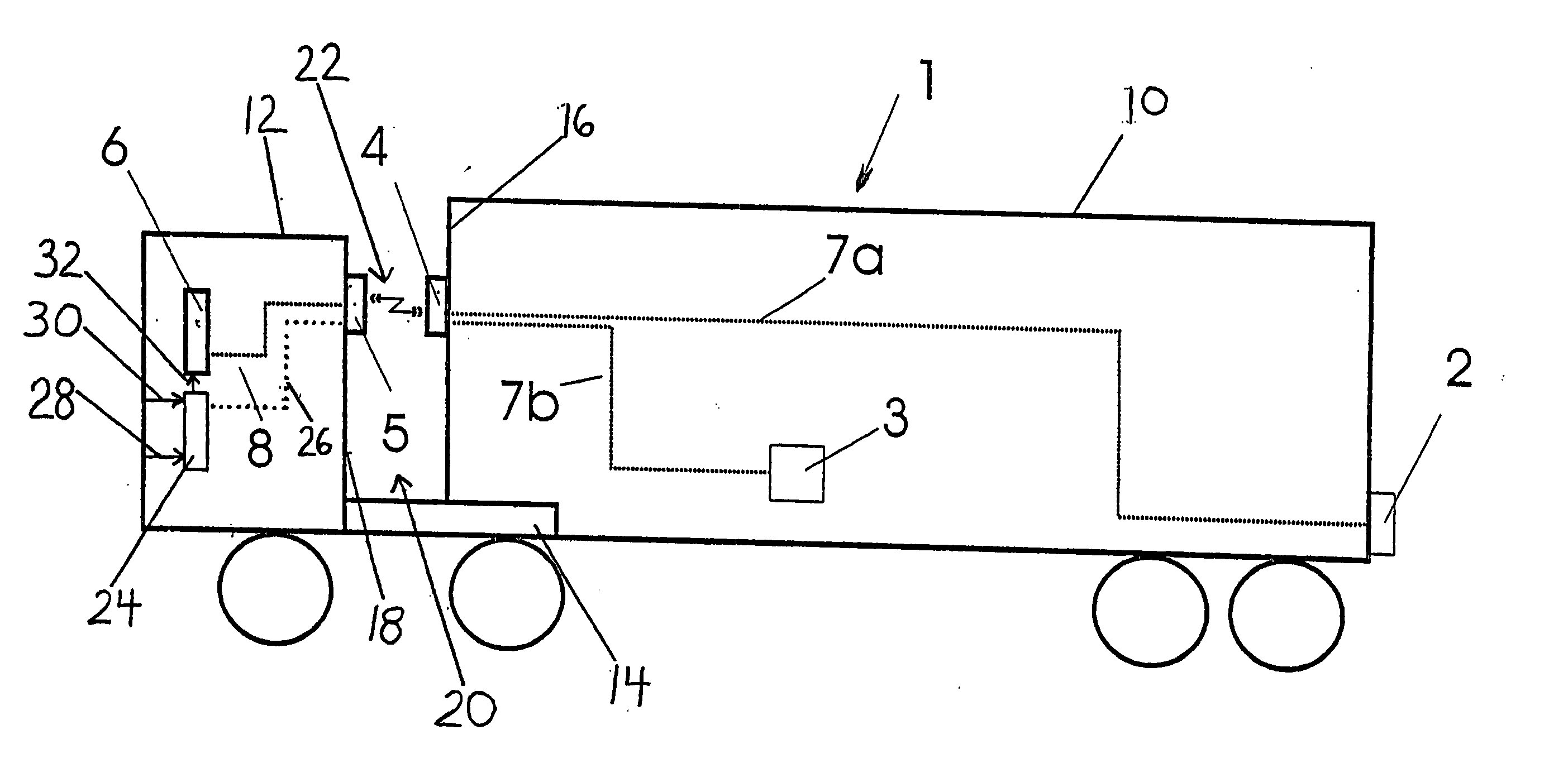 Wireless data transfer system for a tractor-trailer